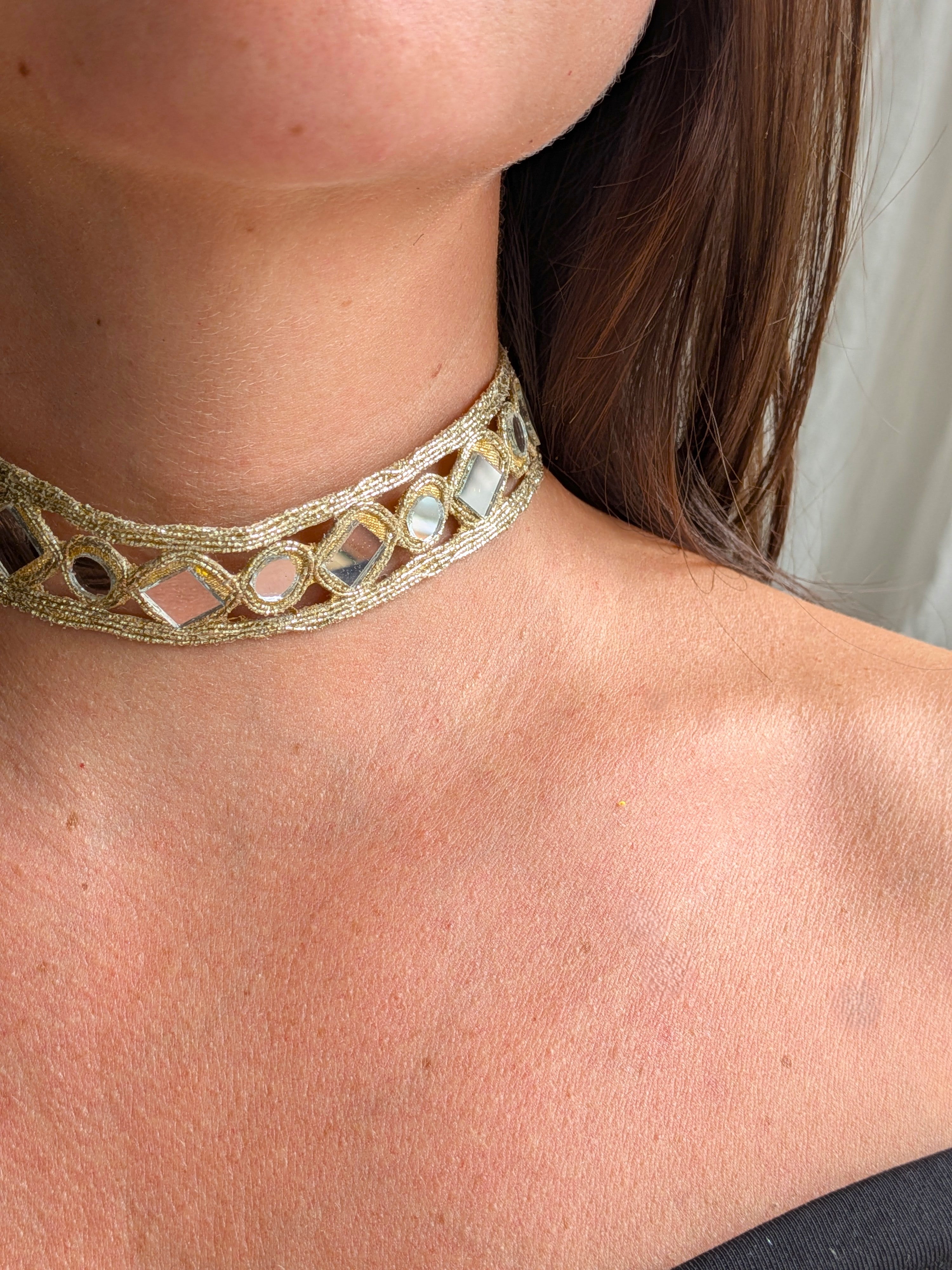 Collana Choker Rombi e Cerchi - Oro