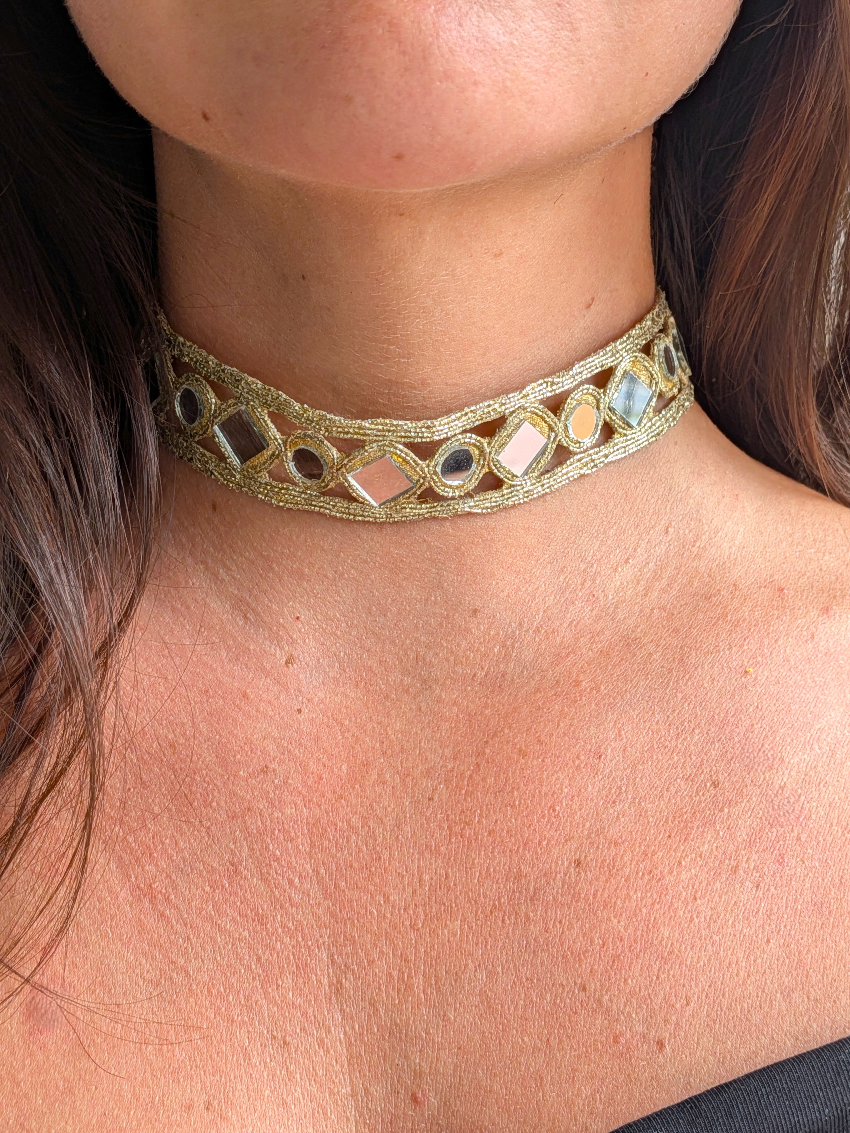 Collana Choker Rombi e Cerchi - Oro