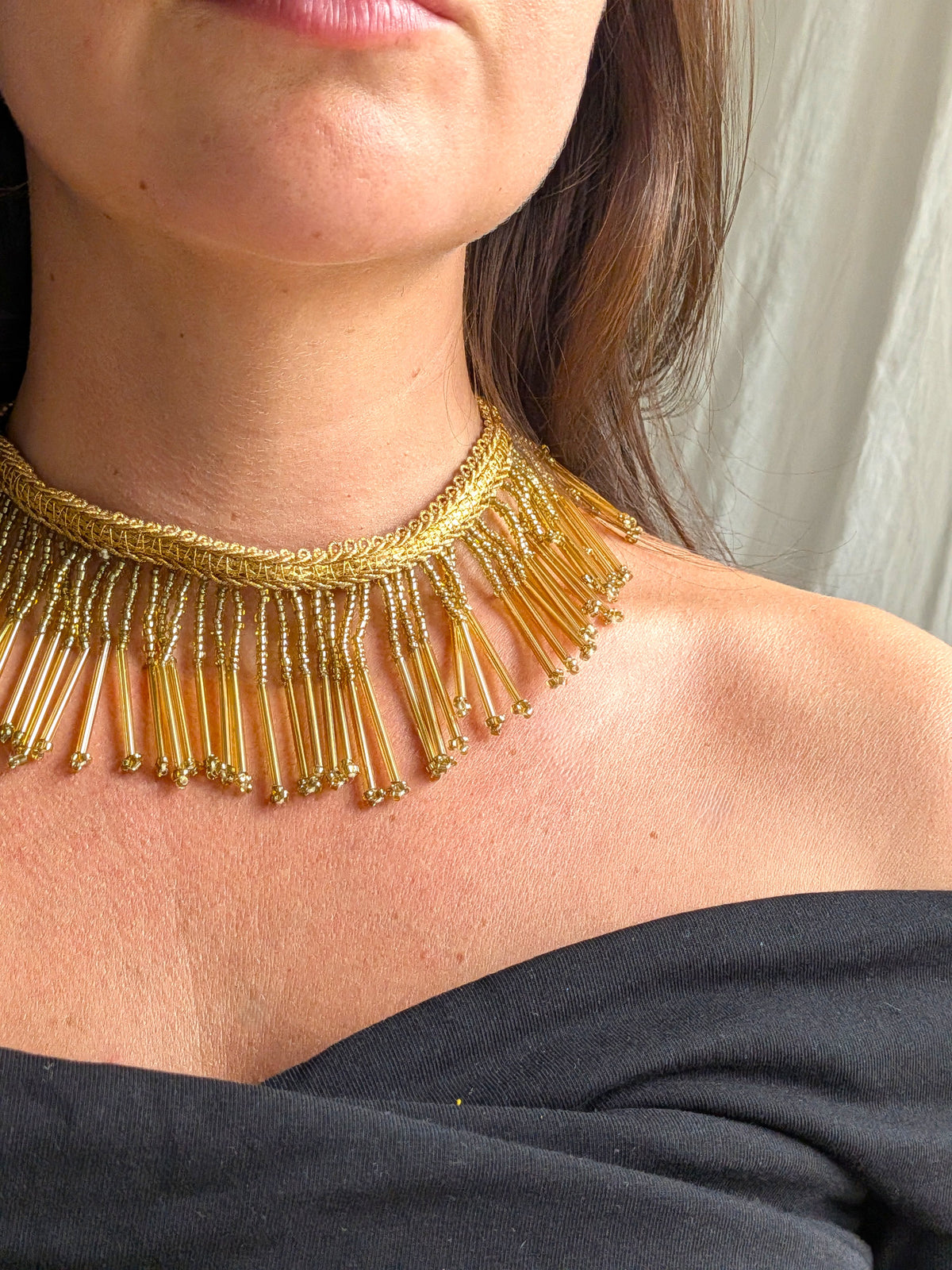 Collana Cascata di Perline - oro