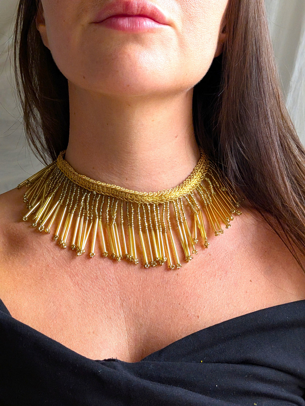 Collana Cascata di Perline - oro
