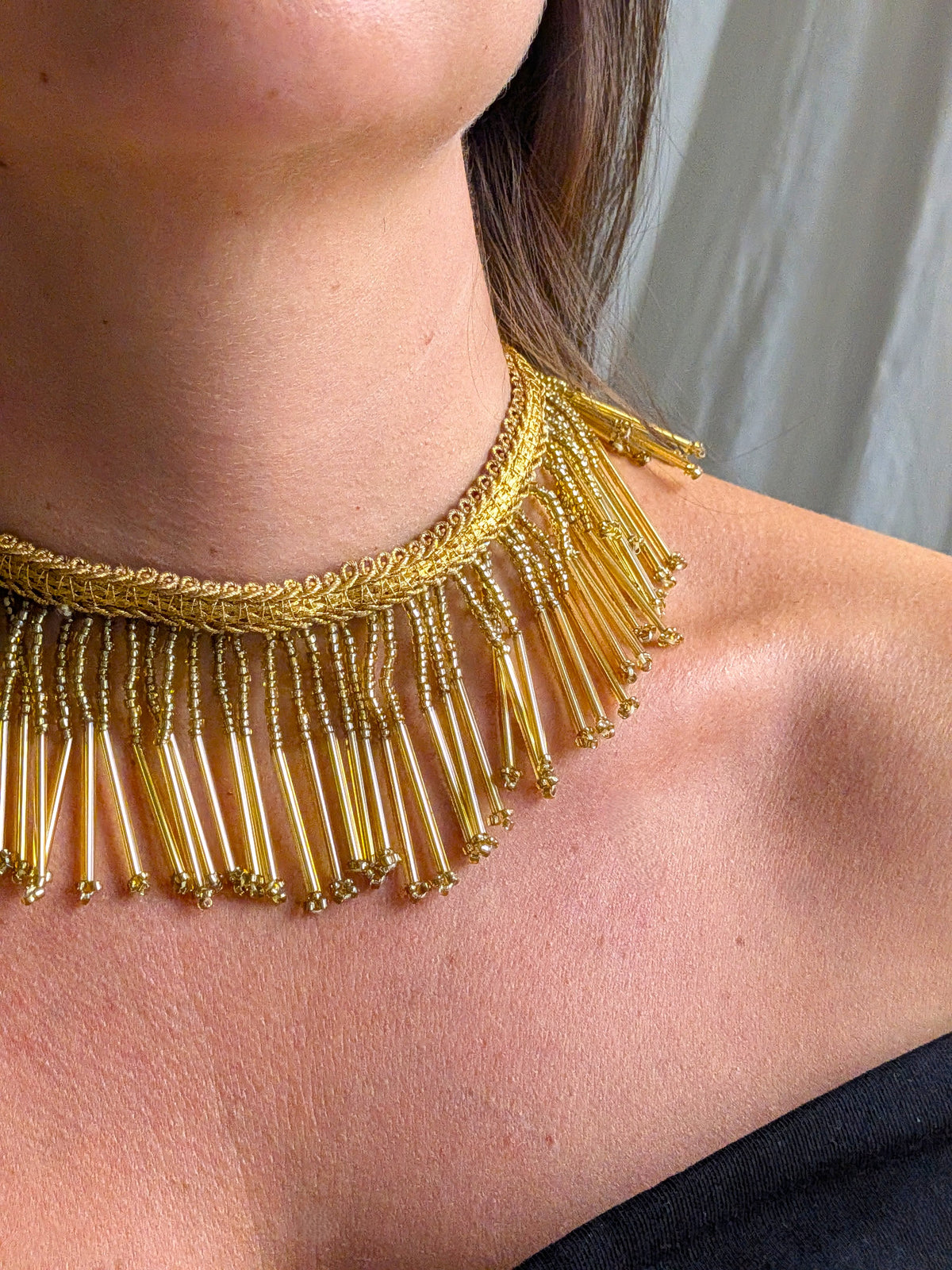 Collana Cascata di Perline - oro
