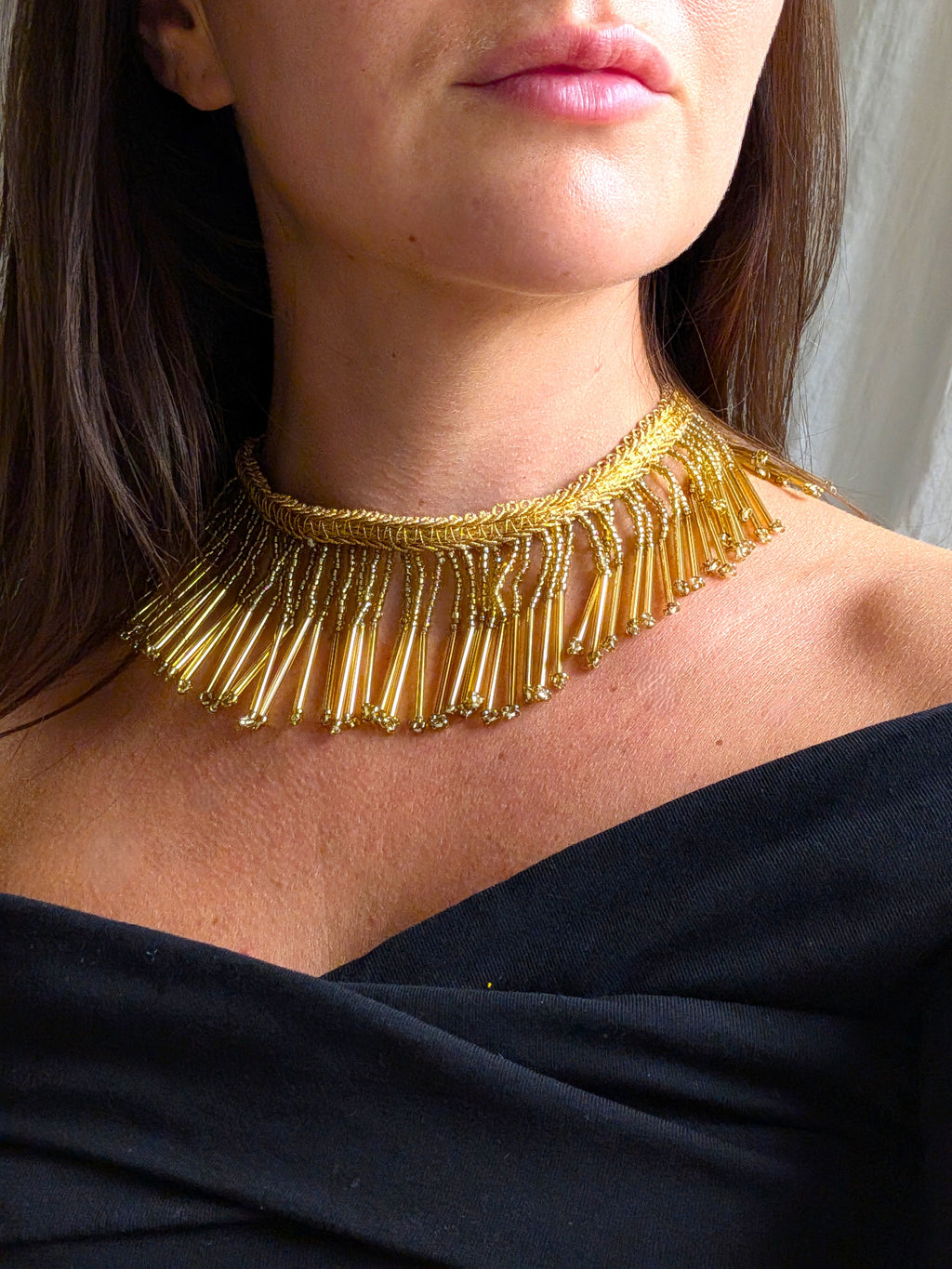 Collana Cascata di Perline - oro