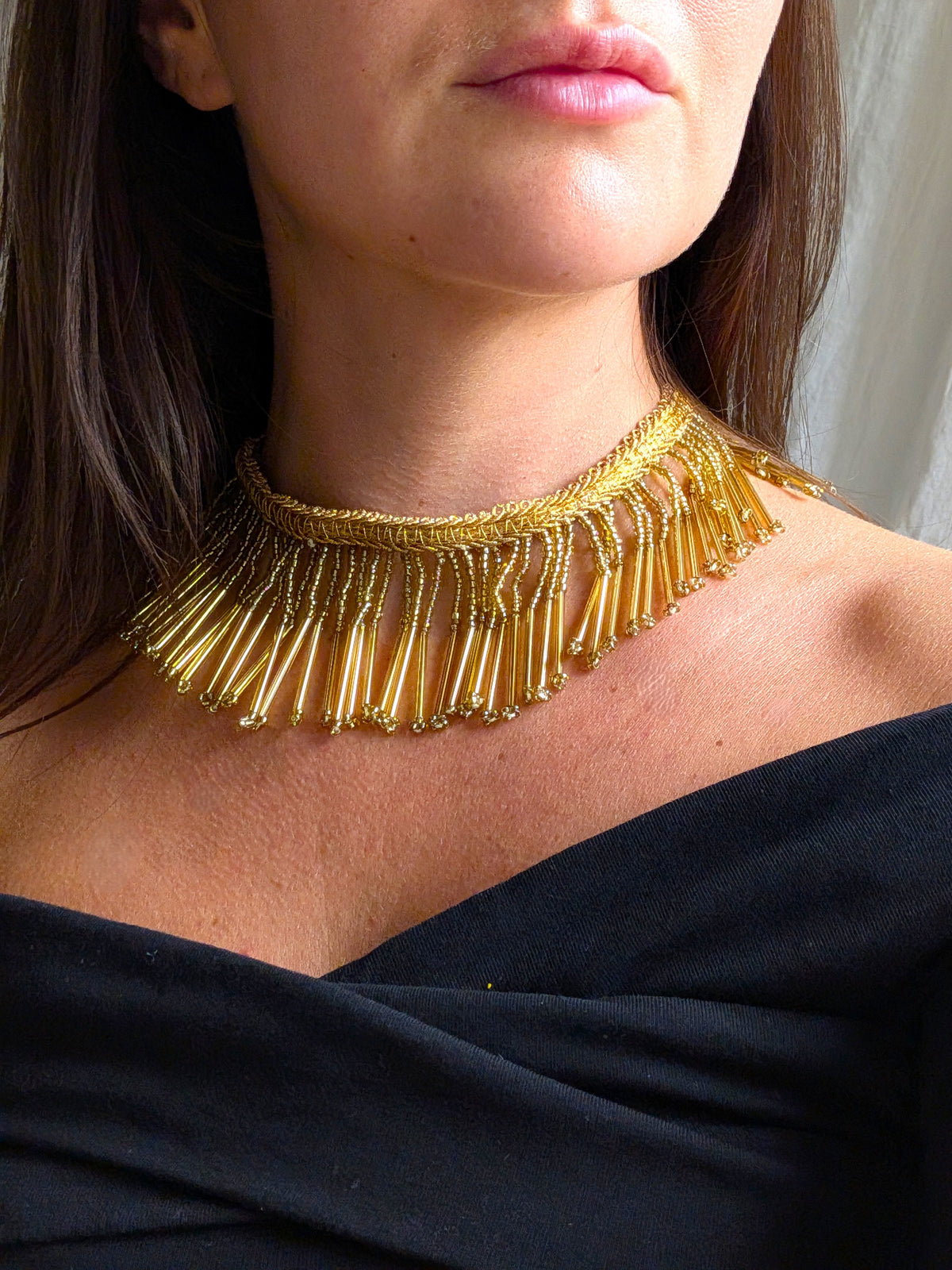 Collana Cascata di Perline - oro