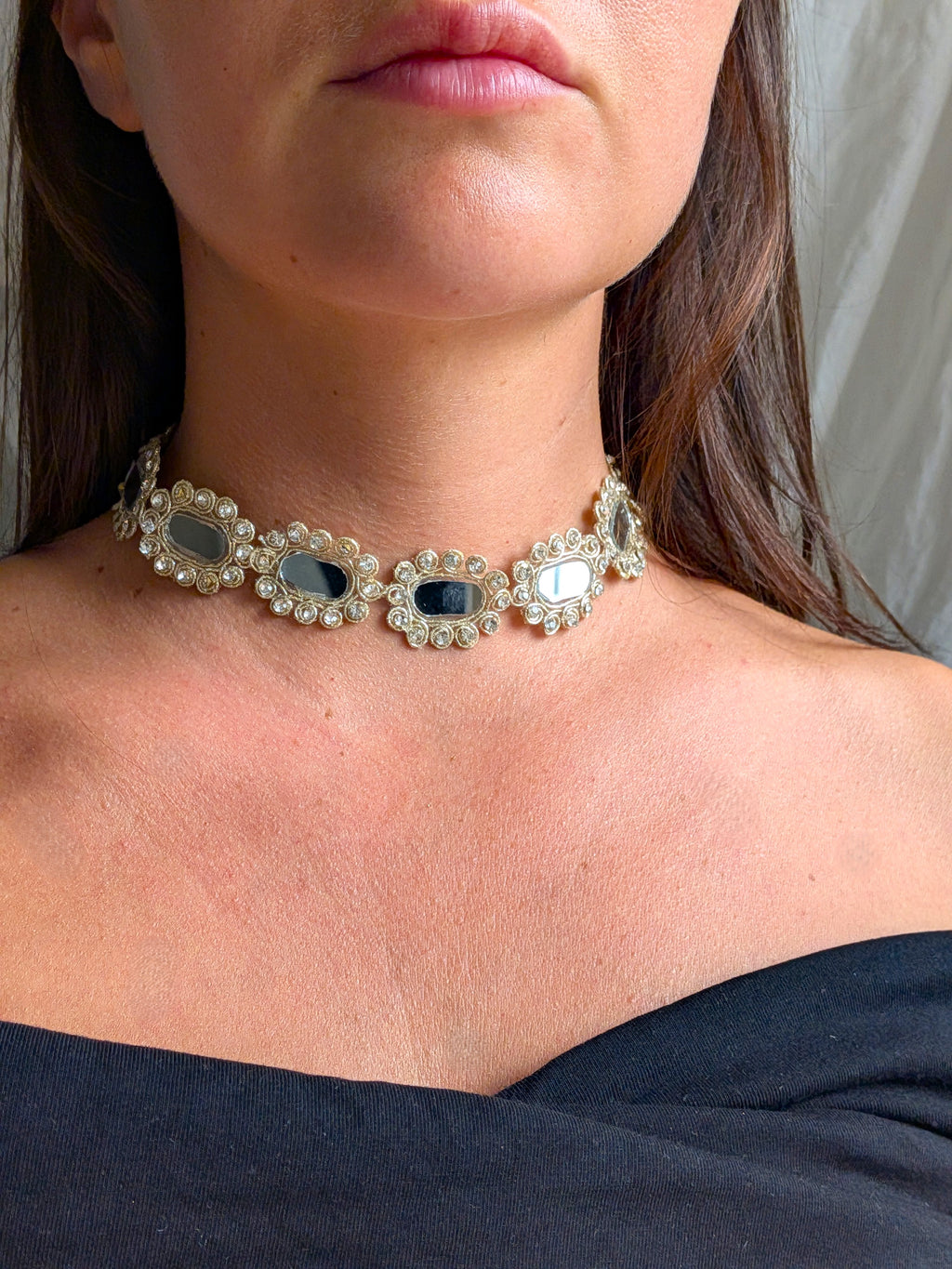 Collana Ovali e Strass - Oro Rosa