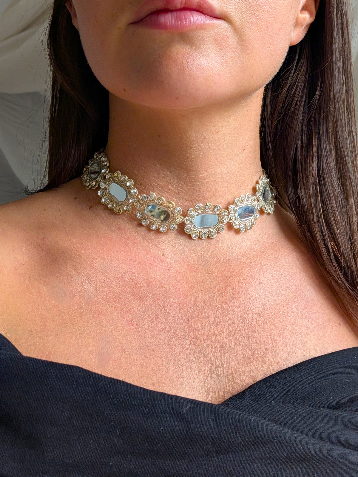 Collana Ovali e Strass - Oro Rosa