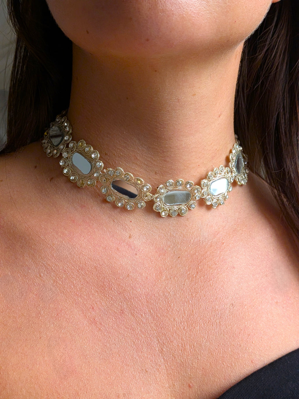 Collana Ovali e Strass - Oro Rosa