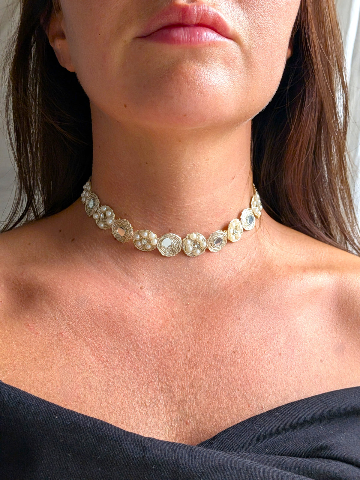 Collana Fiori Specchi e Perline - variante 1