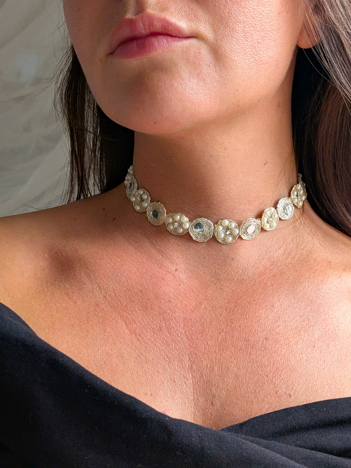 Collana Fiori Specchi e Perline - variante 1