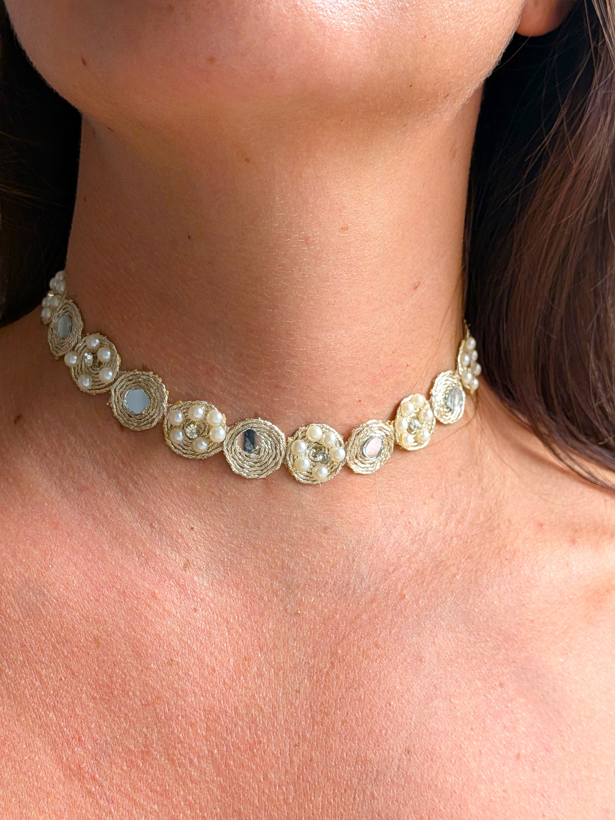 Collana Fiori Specchi e Perline - variante 1
