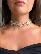 Collana Margherite - oro chiaro e perline
