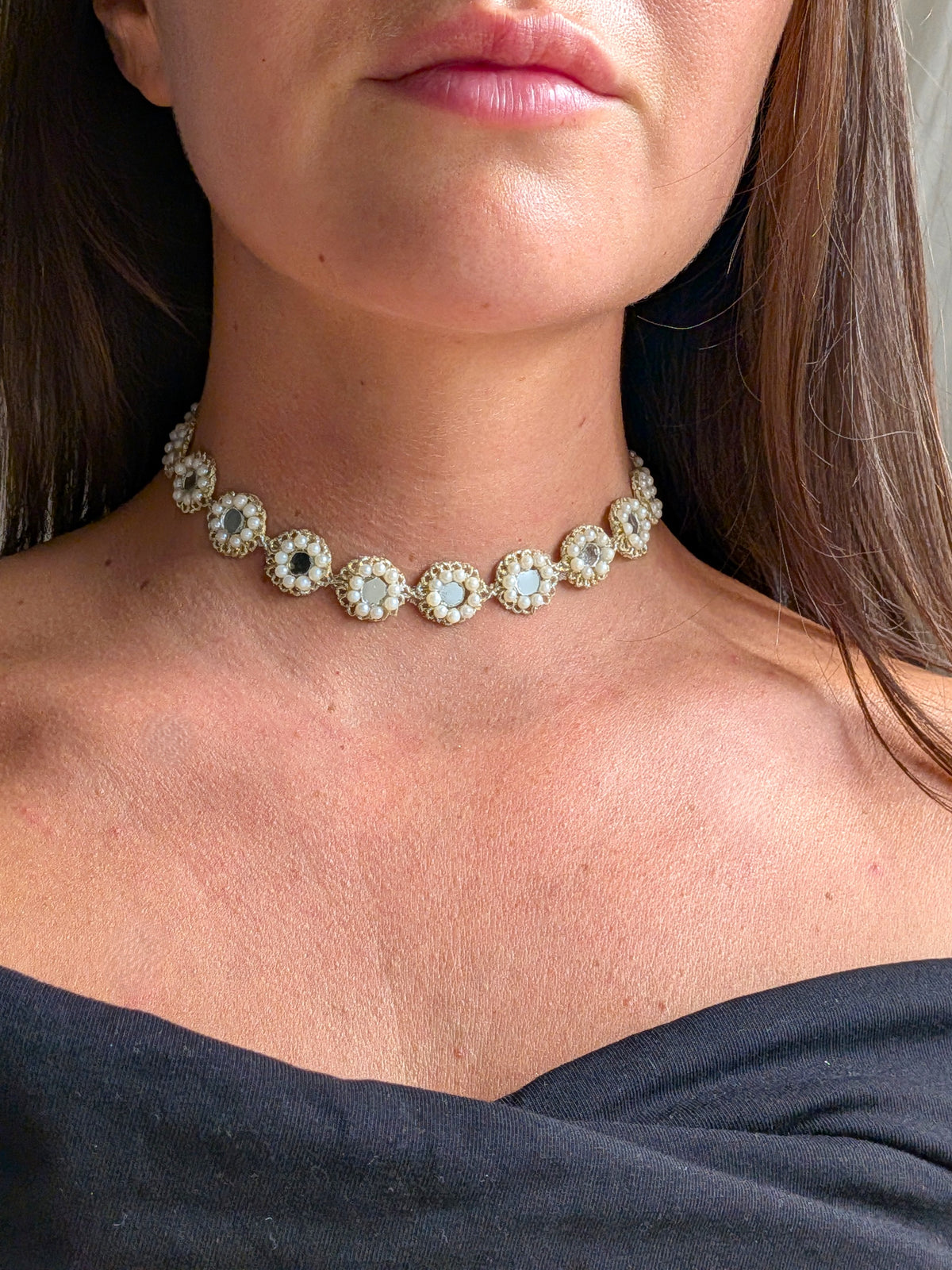 Collana Fiori Specchi e Perline - variante 2