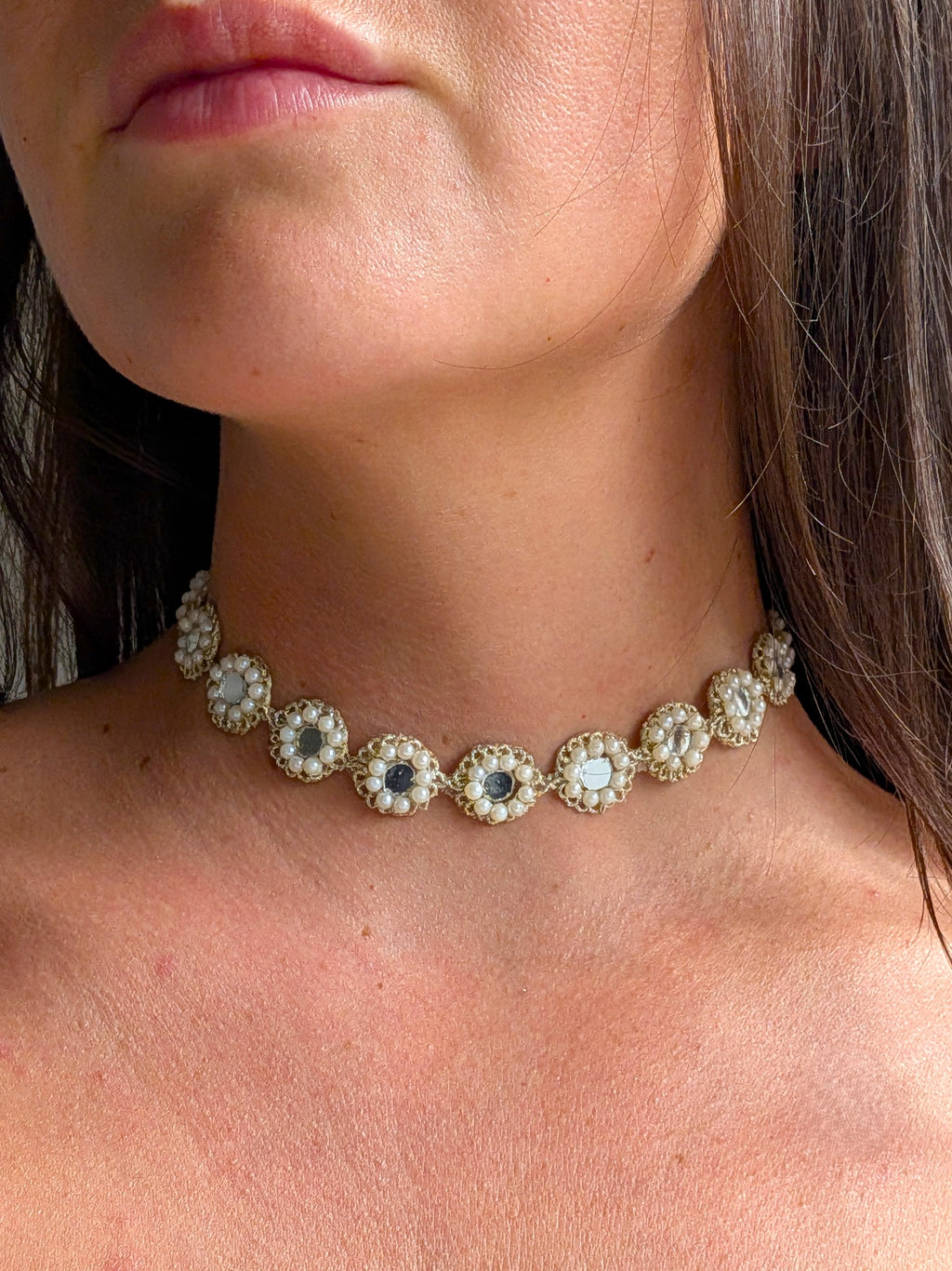 Collana Fiori Specchi e Perline - variante 2