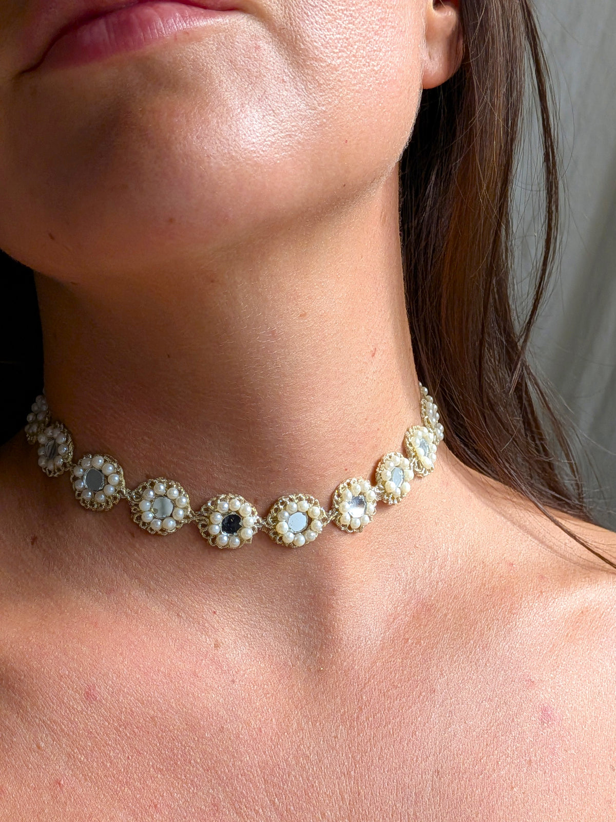 Collana Fiori Specchi e Perline - variante 2