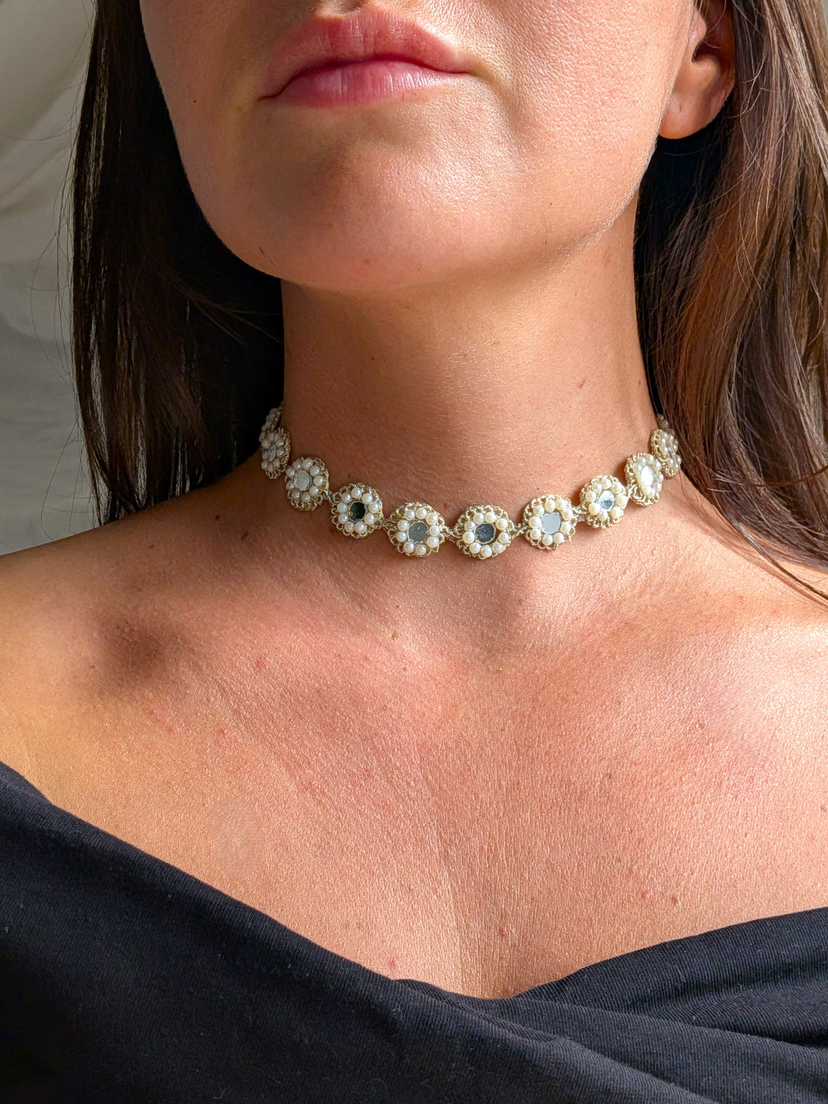 Collana Fiori Specchi e Perline - variante 2