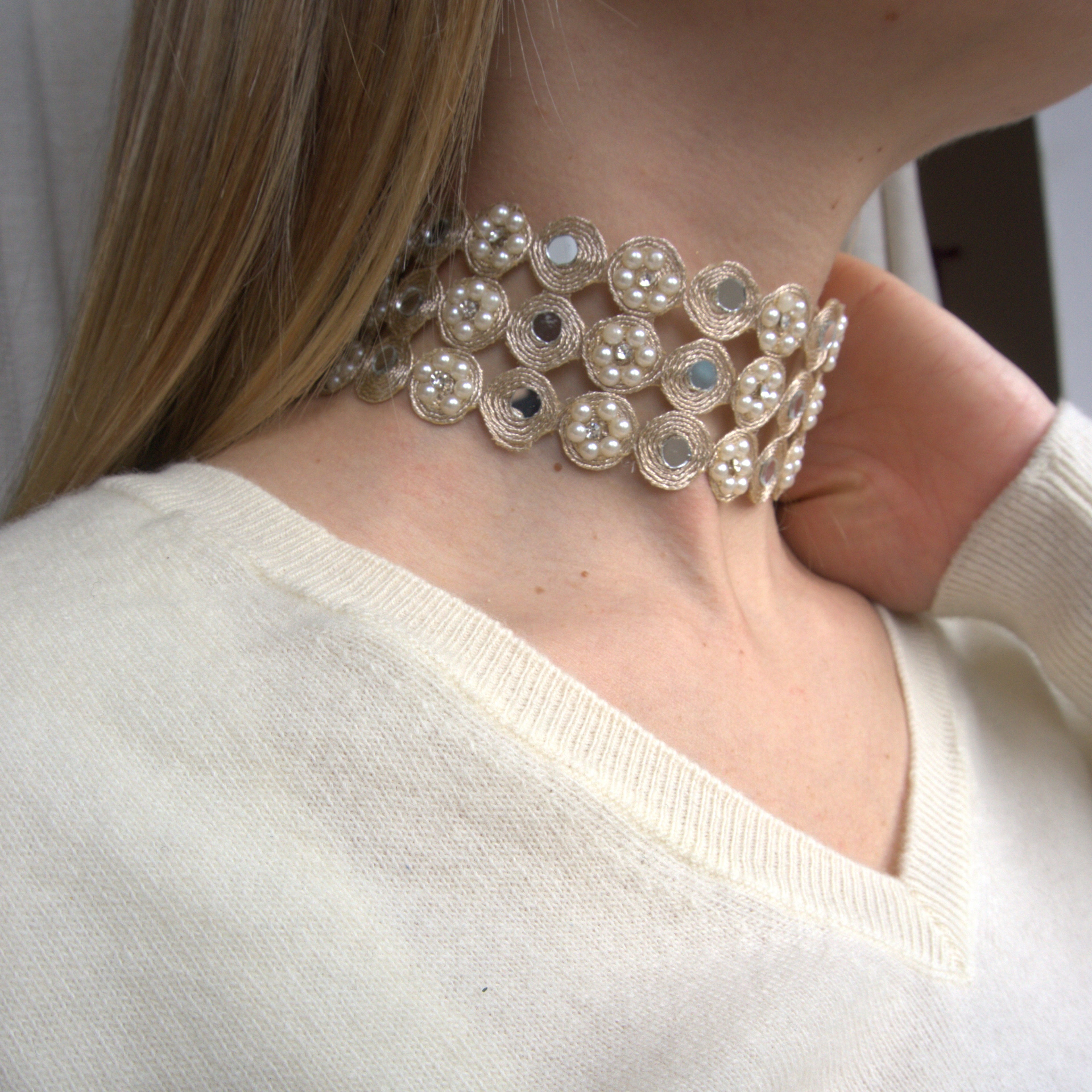 Collana Fiori Specchi e Perline - variante 2
