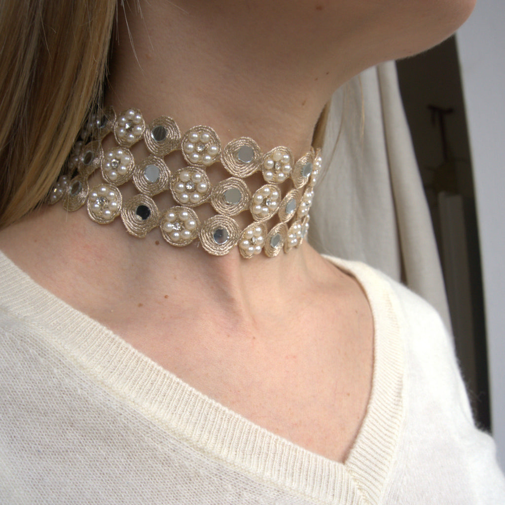 Collana Fiori Specchi e Perline - variante 2