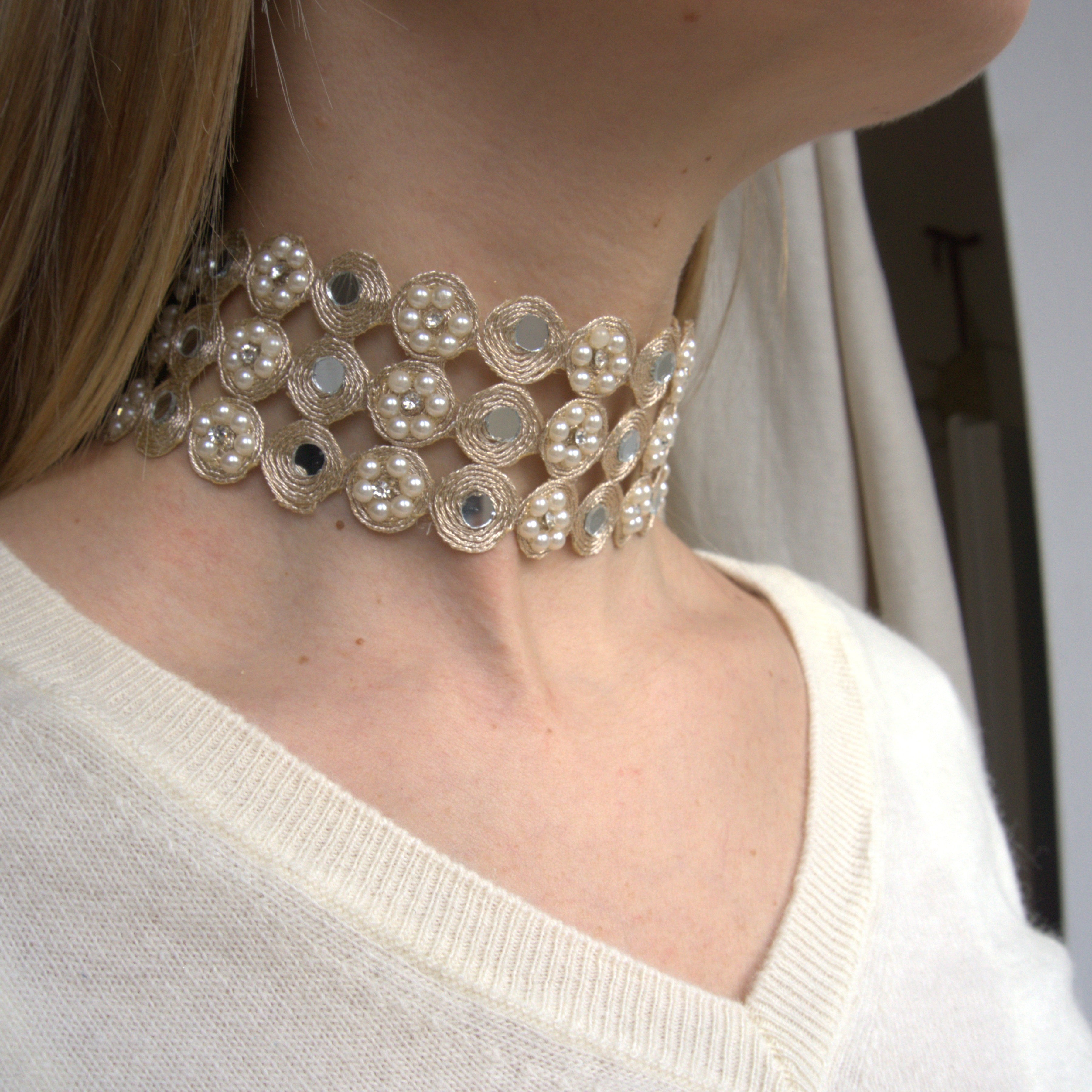 Collana Fiori Specchi e Perline - variante 2