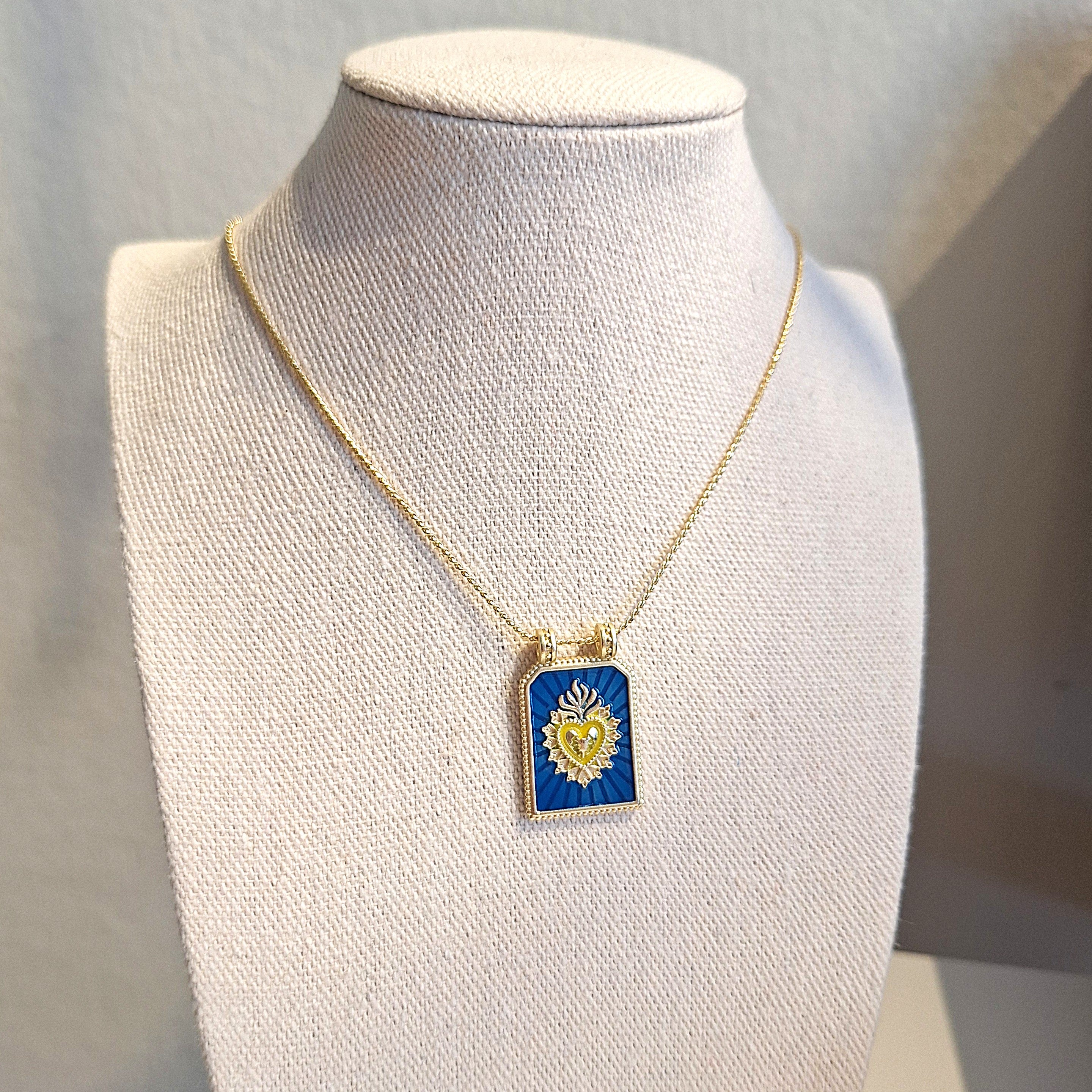 Medaglietta Cuore Sacro - Blu