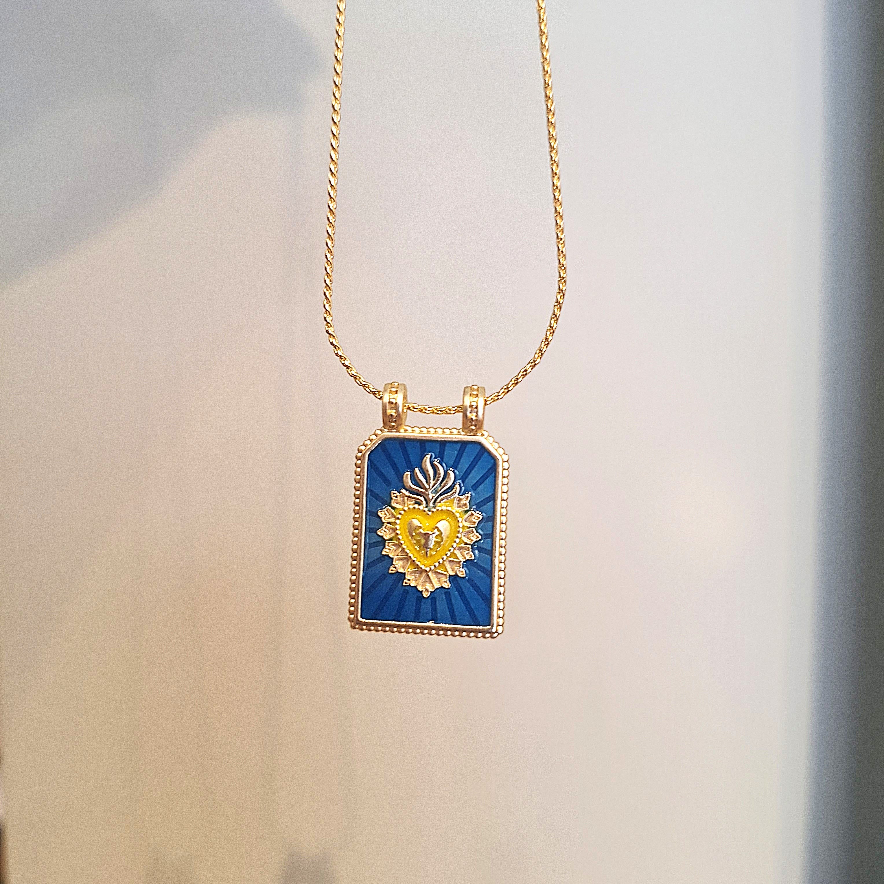 Medaglietta Cuore Sacro - Blu