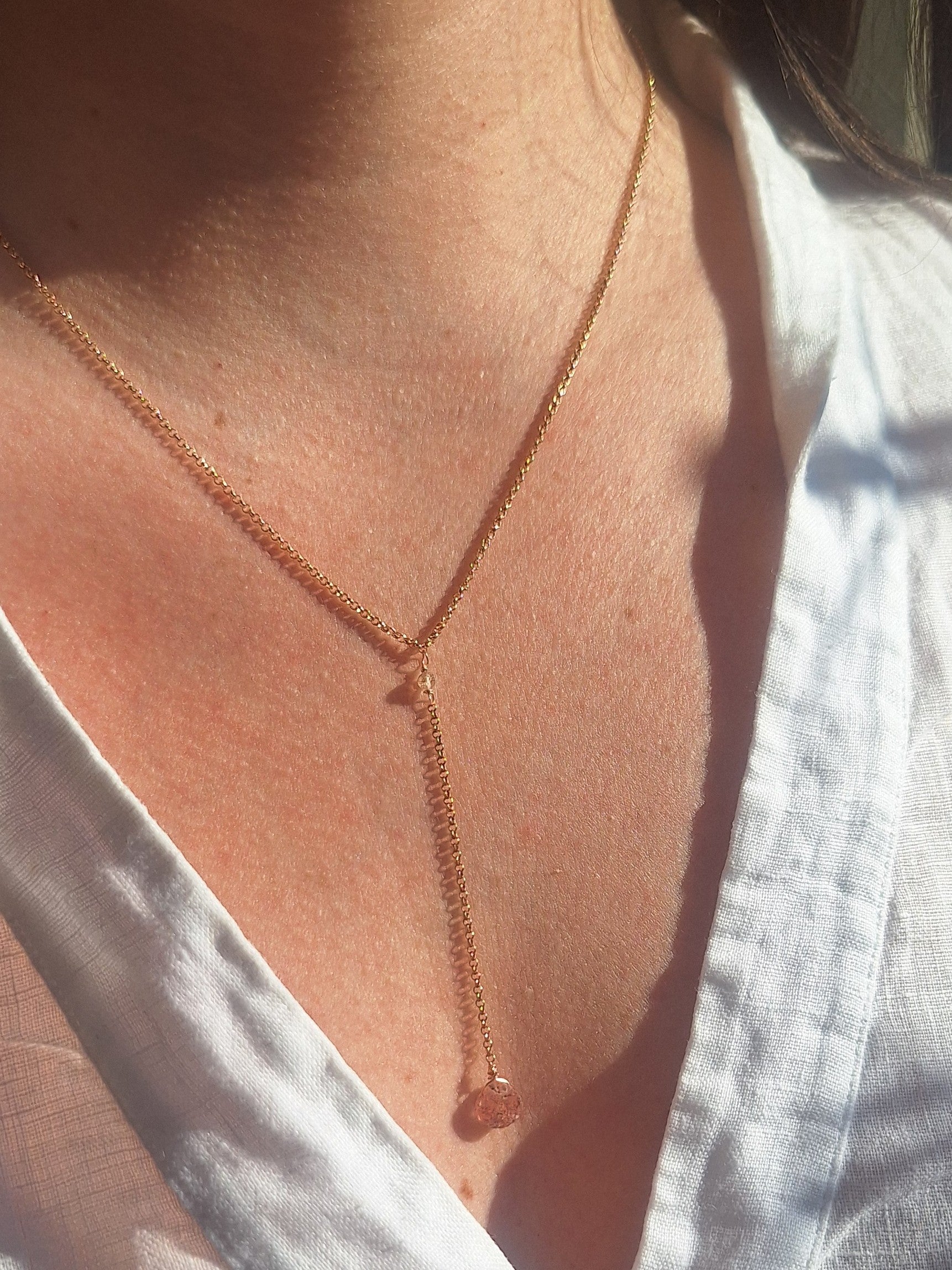 Collana Cascata di Gemme con Quarzo Fragola