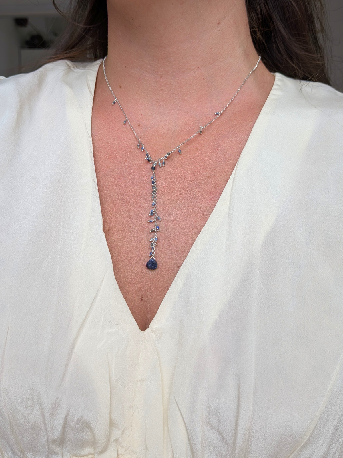 Collana Cascata di Gemme con Ciondolini di Lapislazzuli