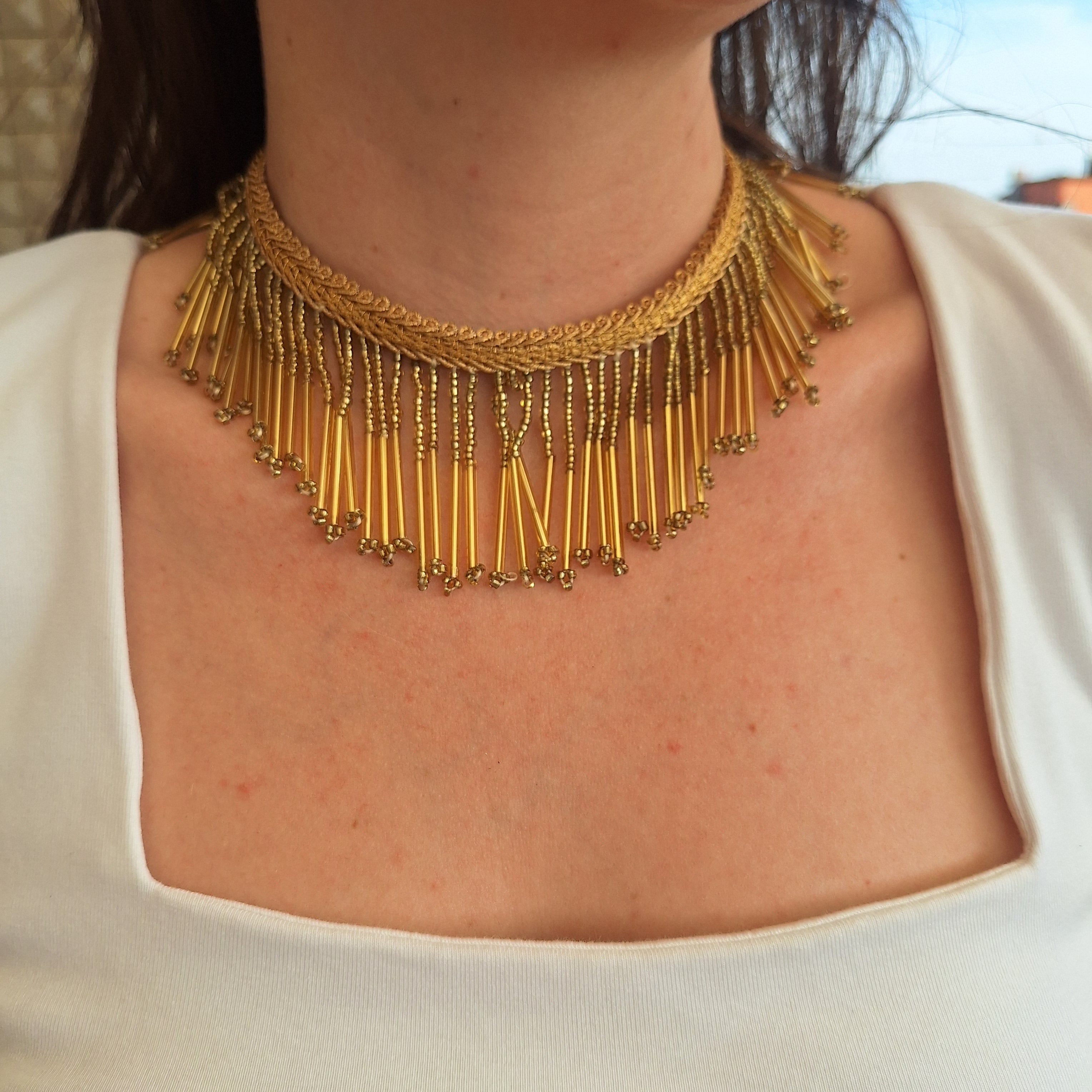 Collana Cascata di Perline - oro