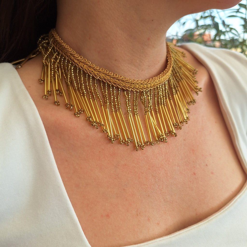 Collana Cascata di Perline - oro