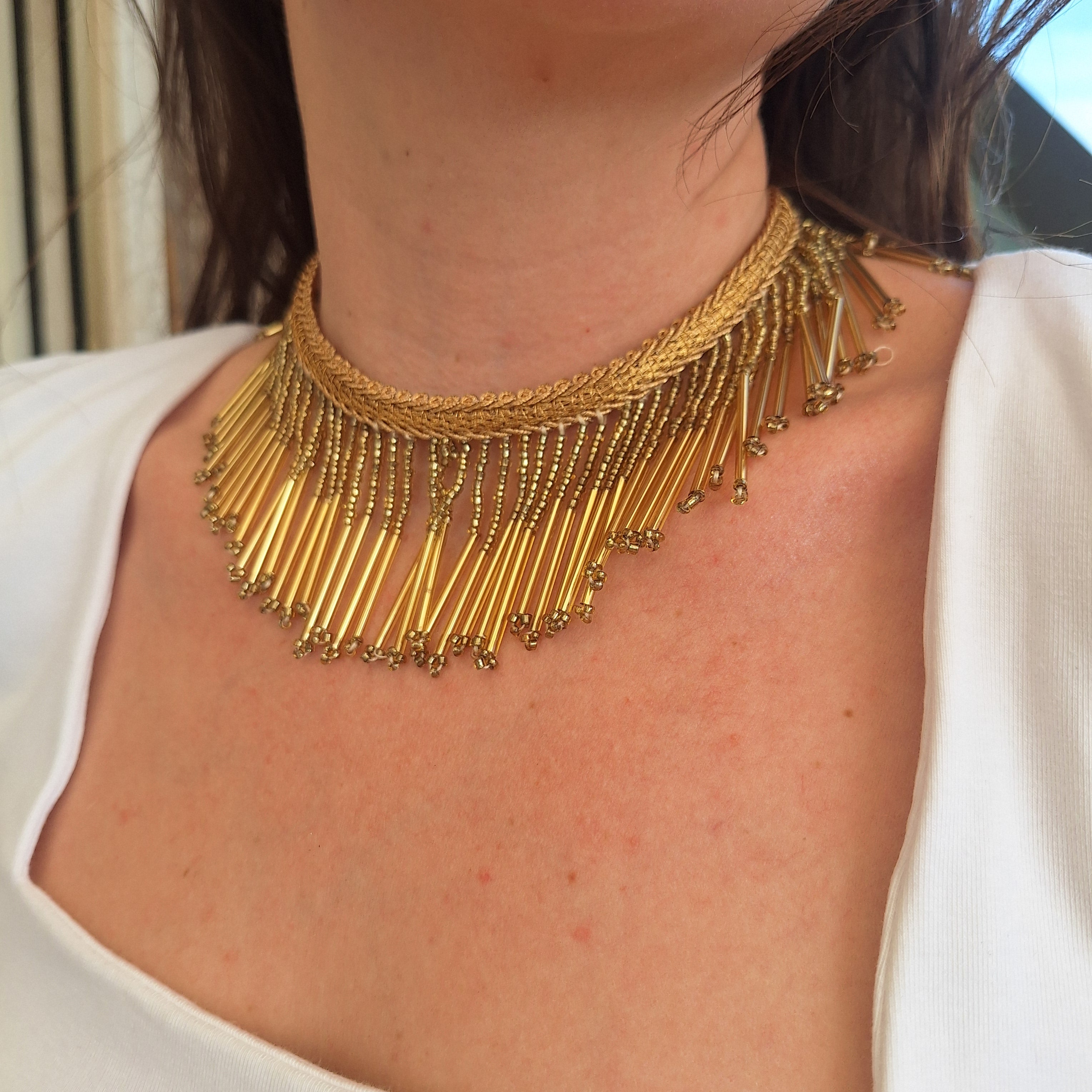 Collana Cascata di Perline - oro