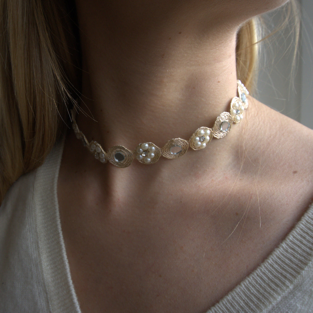 Collana Fiori Specchi e Perline - variante 1