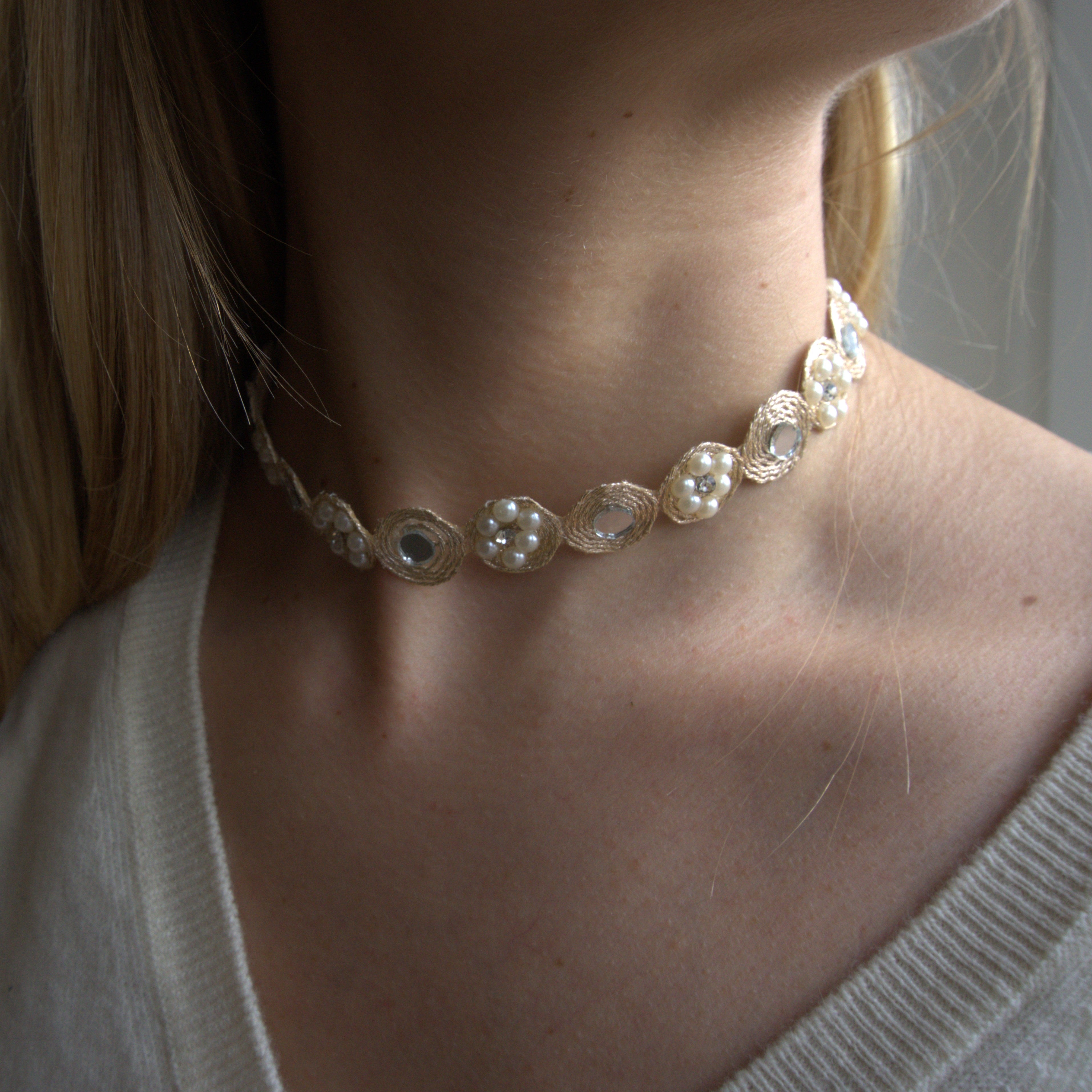 Collana Fiori Specchi e Perline - variante 1