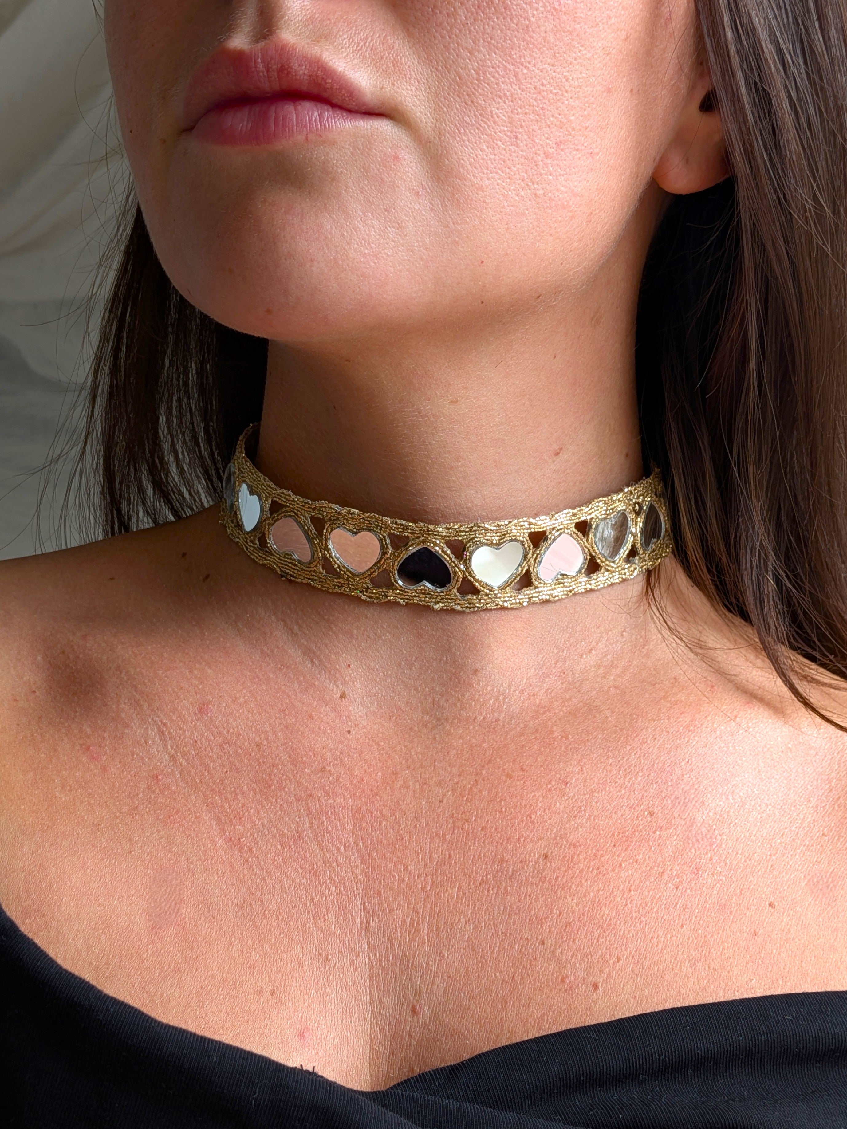 Collana Choker Cuori - Oro