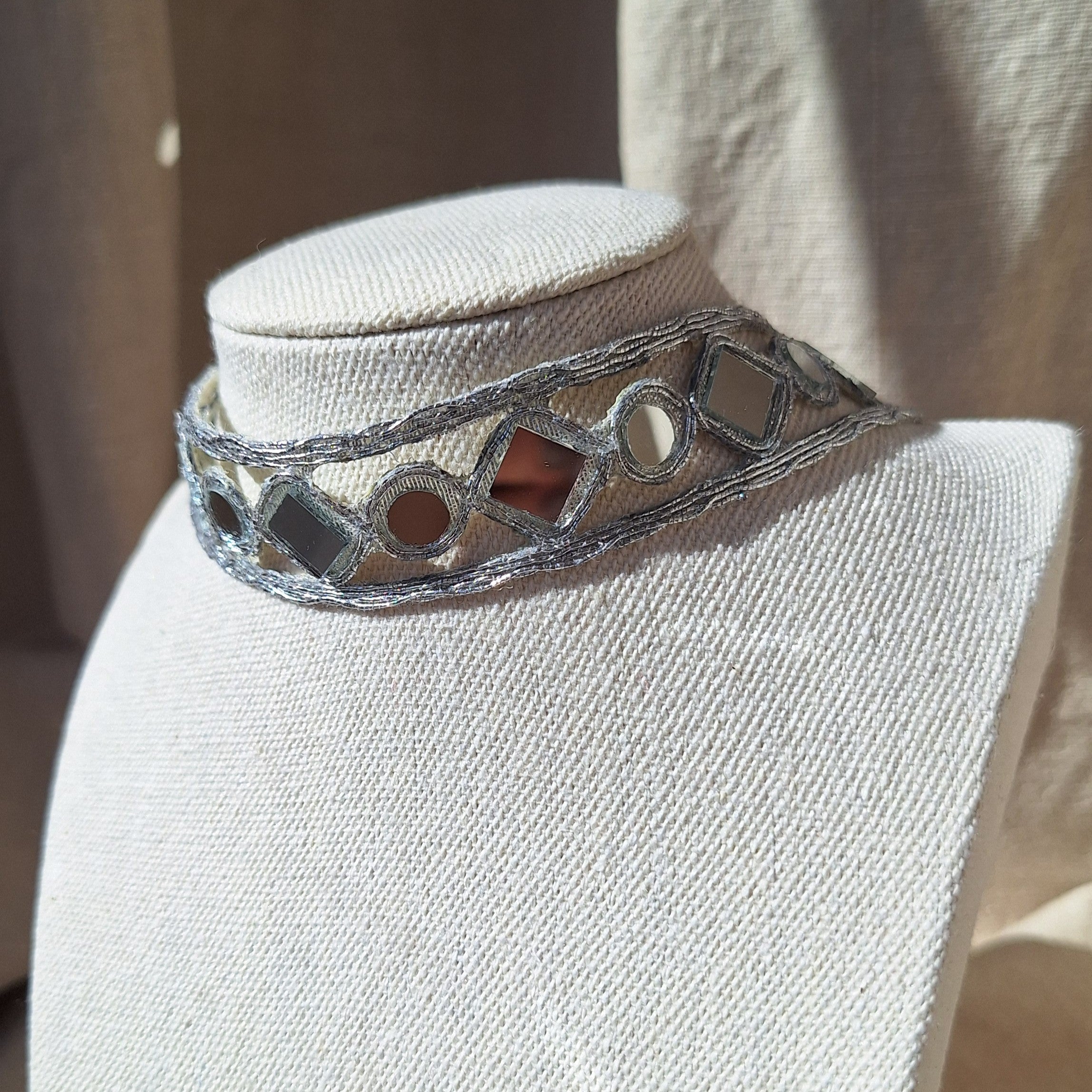Collana Choker Rombi e Cerchi - Argento
