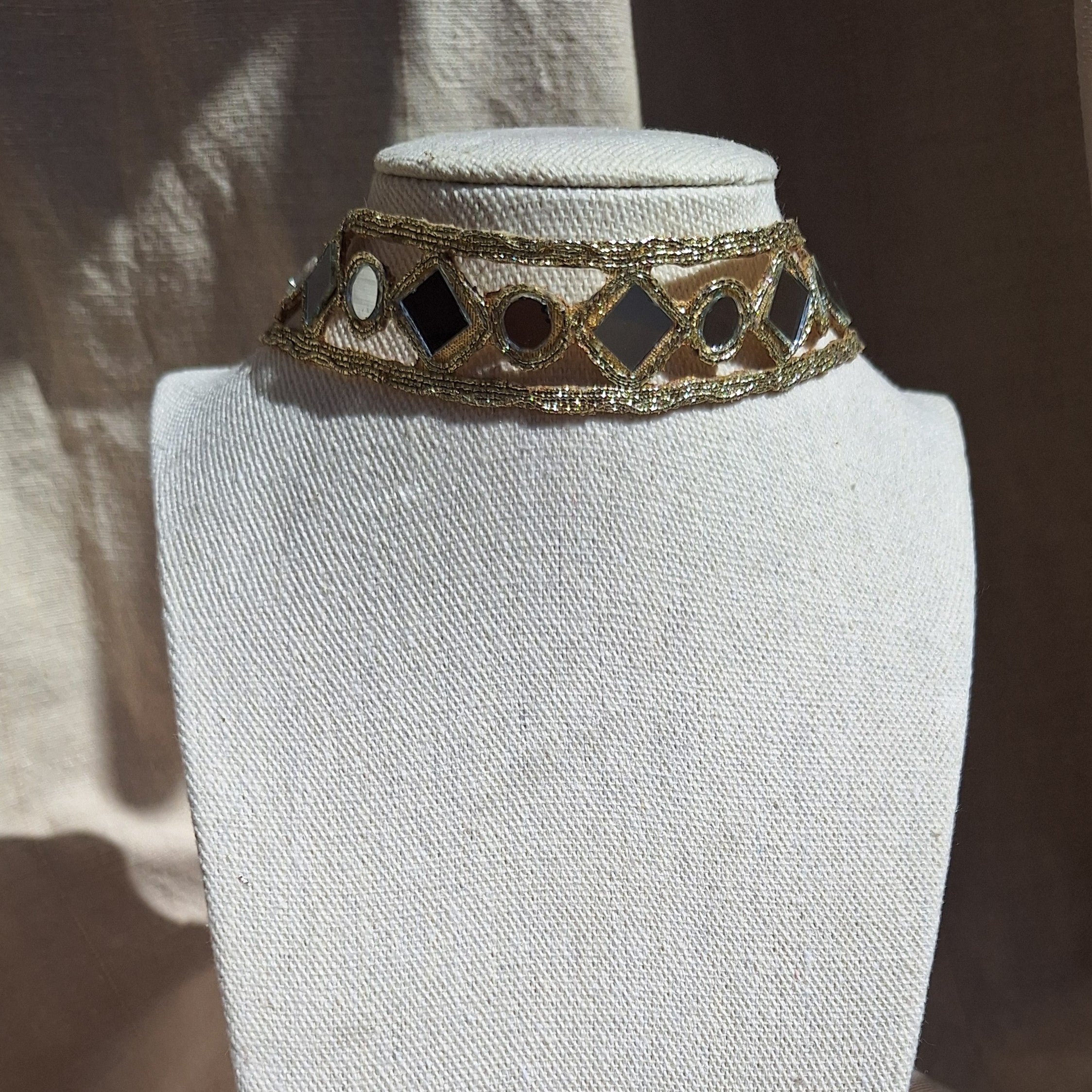 Collana Choker Rombi e Cerchi - Oro
