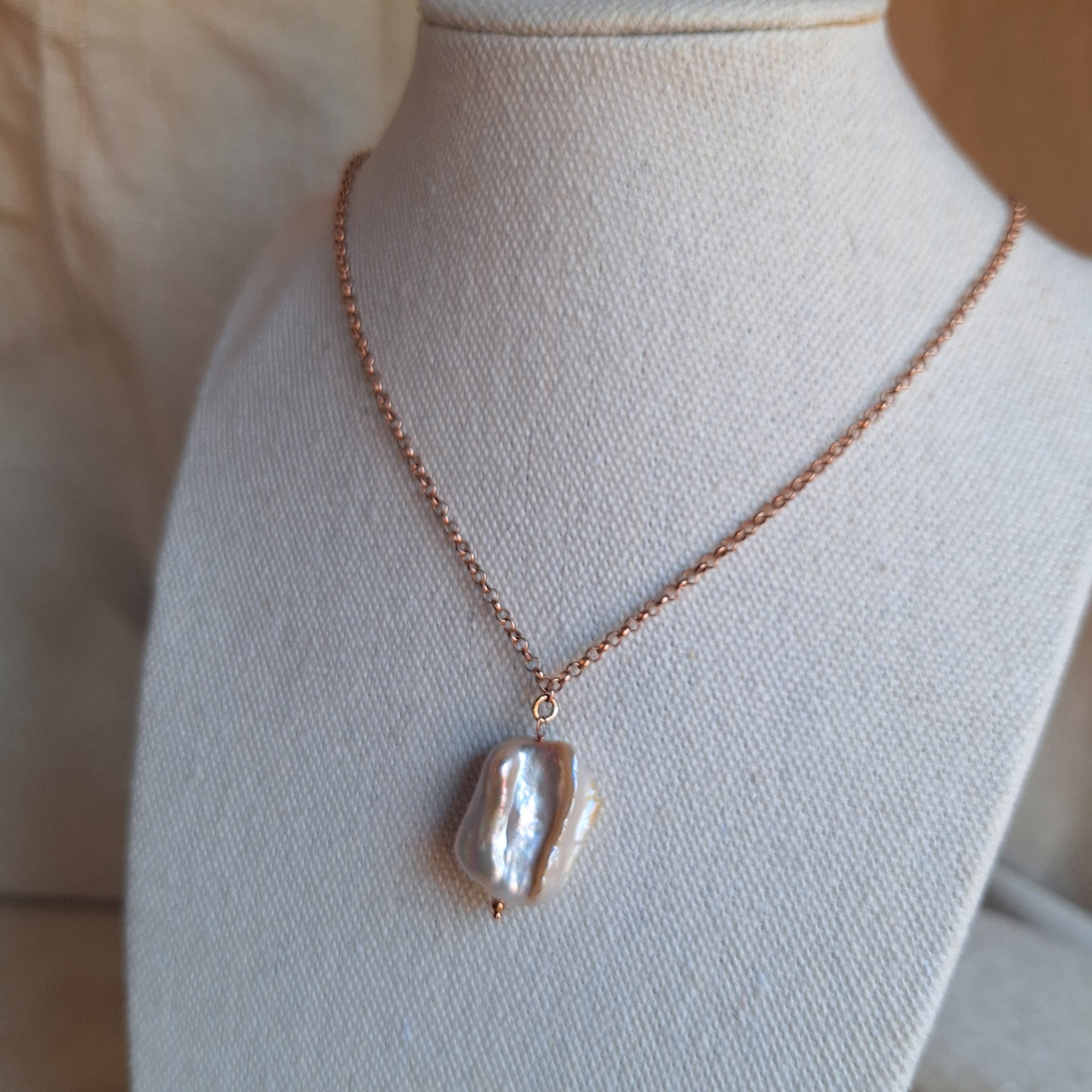 Perla Quadrata - argento placcato oro rosa maglia grossa