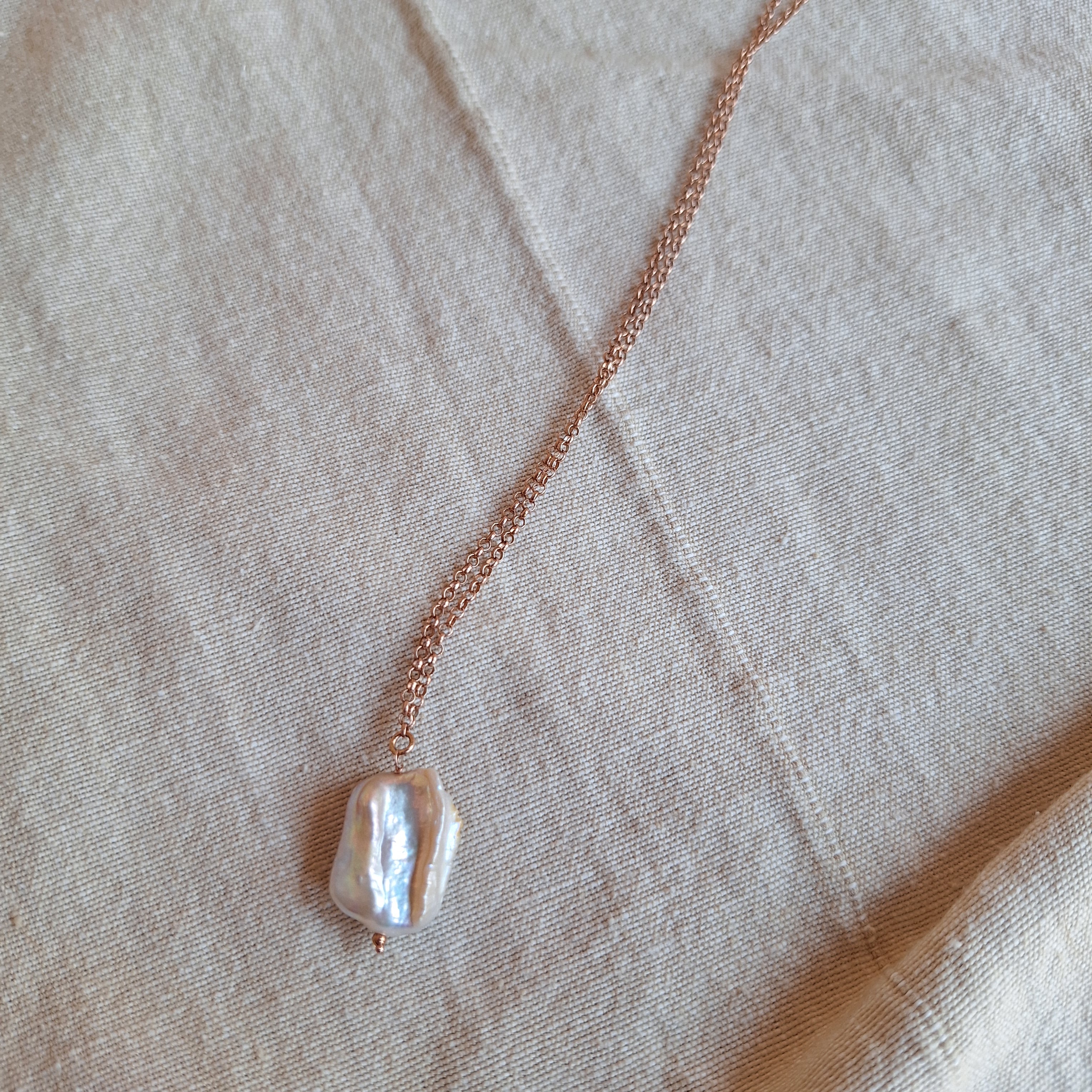 Perla Quadrata - argento placcato oro rosa maglia grossa