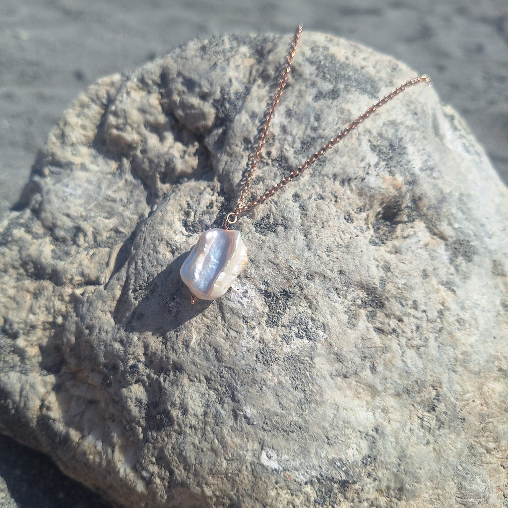 Perla Quadrata - argento placcato oro rosa maglia grossa