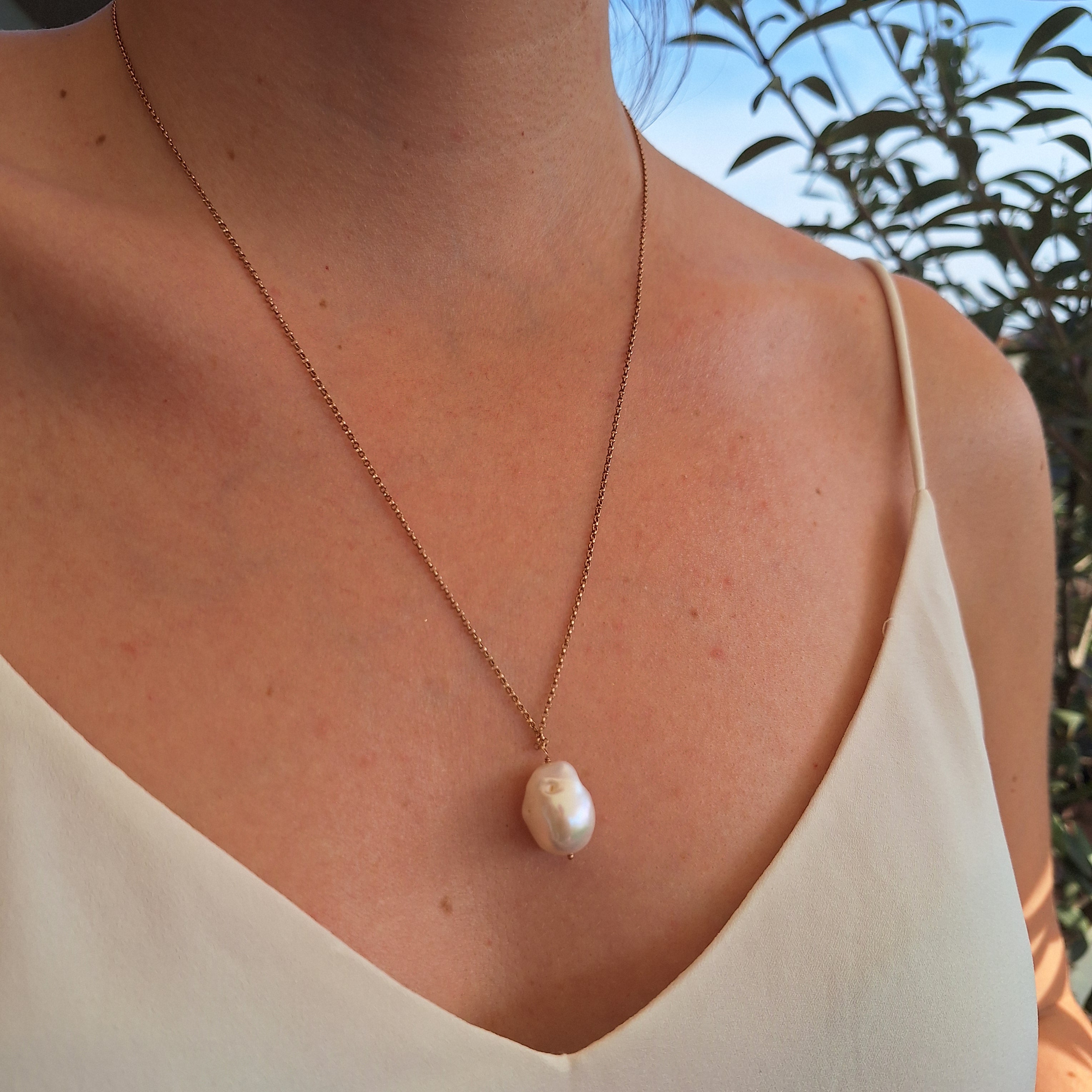 Perla Bianca - argento placcato oro rosa