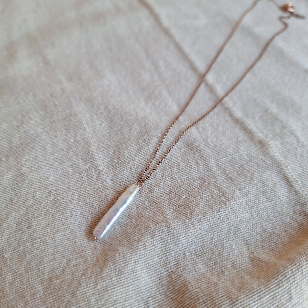 Perla Cilindrica- argento placcato oro rosa