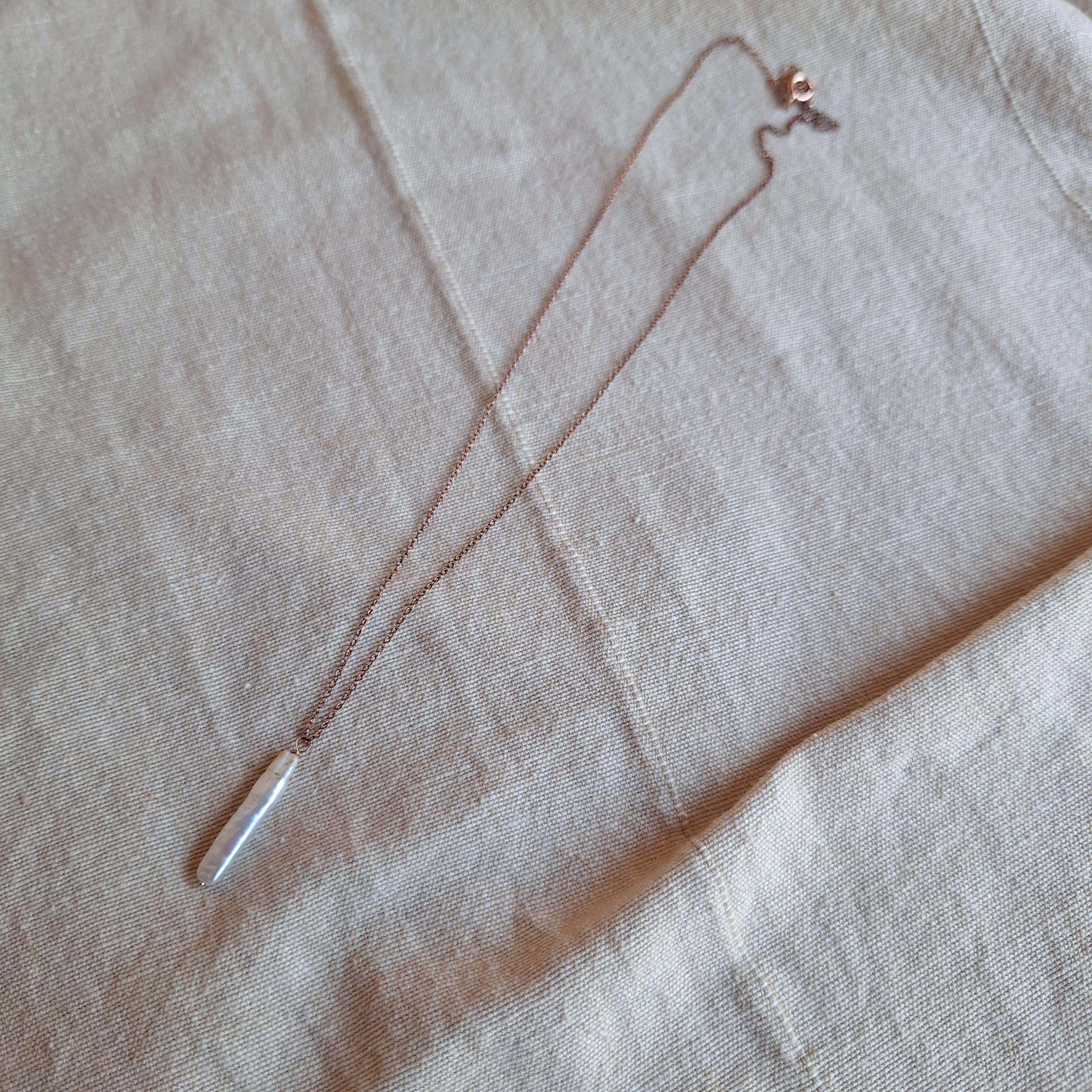 Perla Cilindrica- argento placcato oro rosa