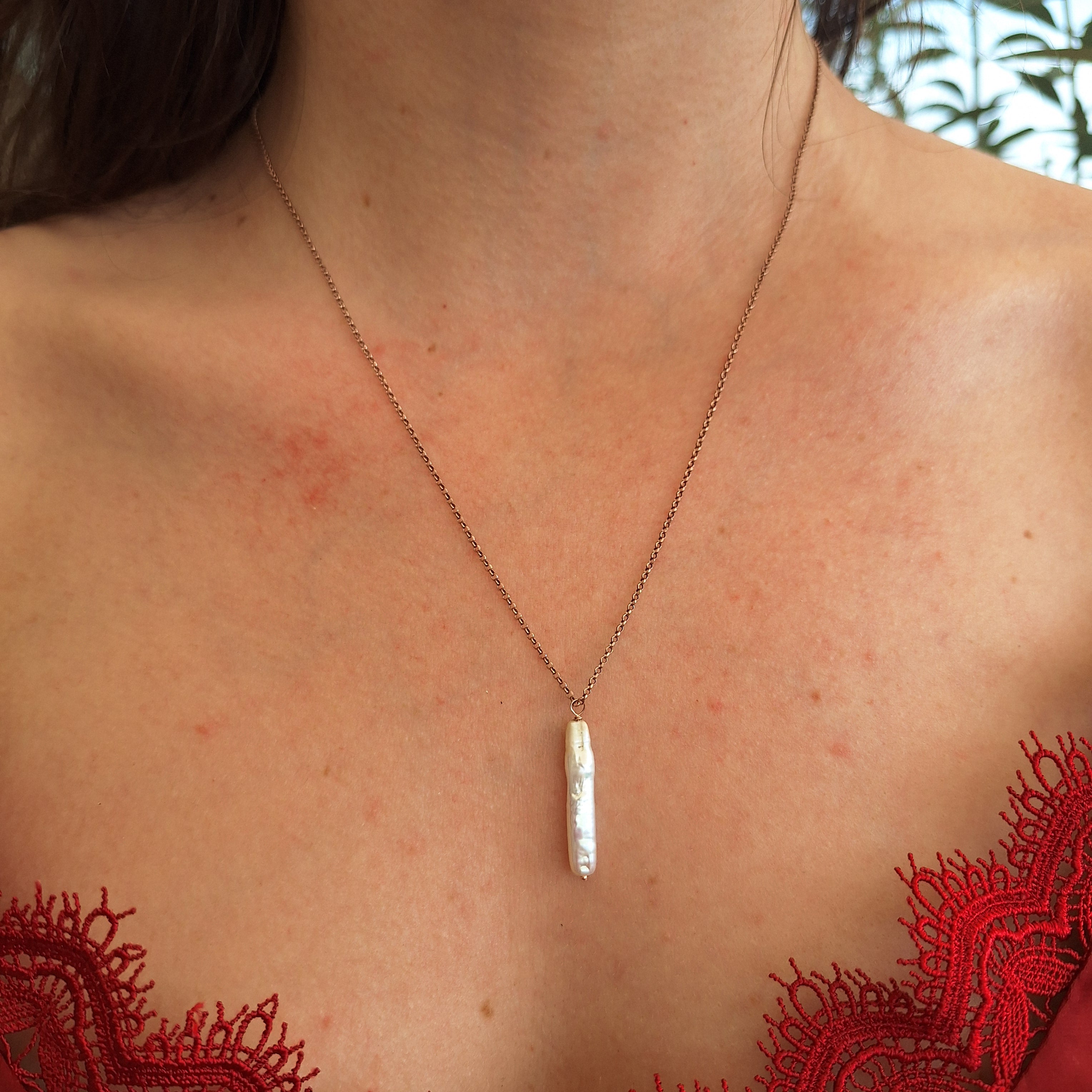Perla Cilindrica- argento placcato oro rosa