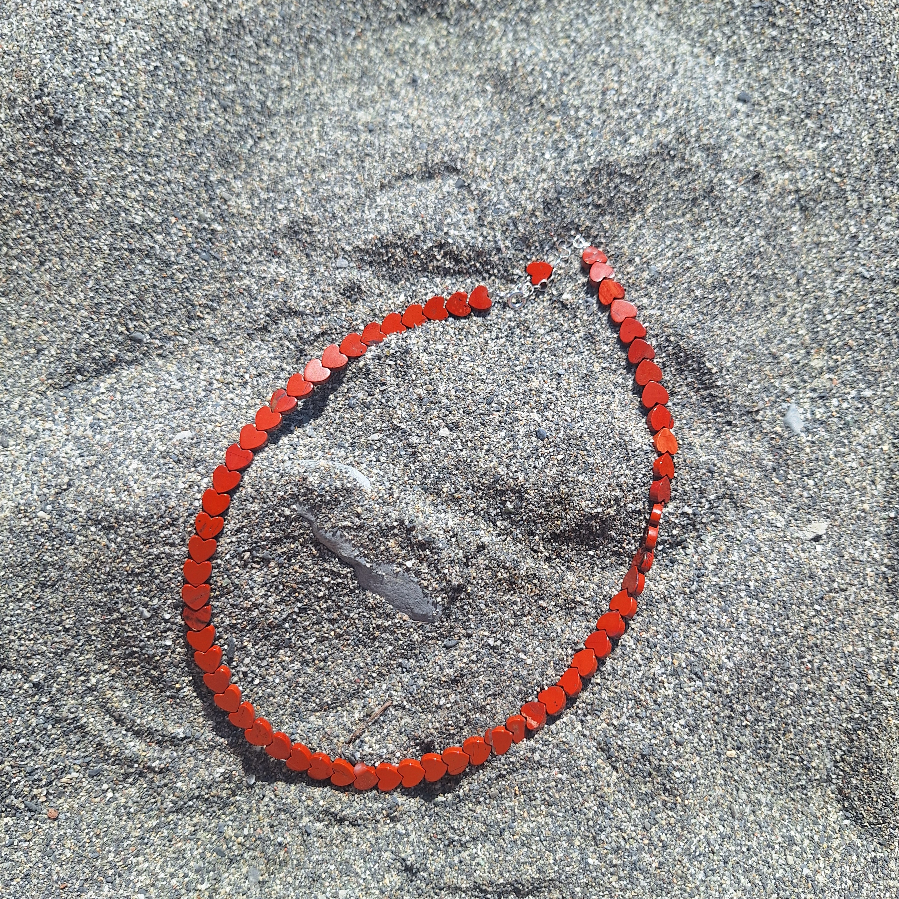Girocollo Cuoricini - Diaspro Rosso