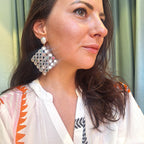 Orecchini Delhi - Perla e Rombo pendente