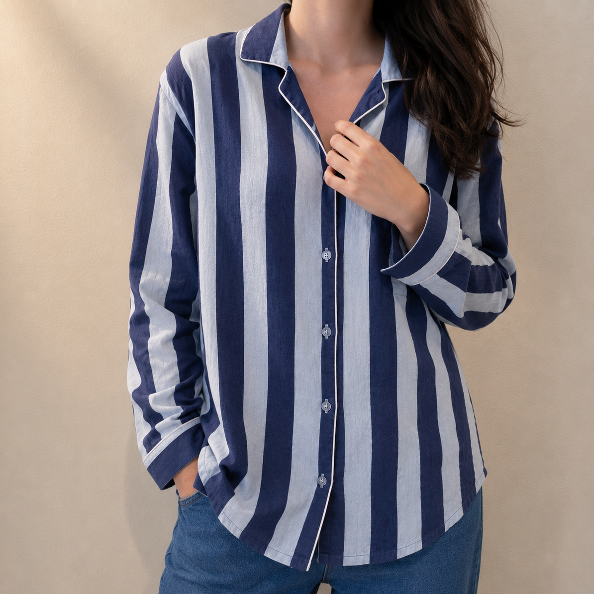 Camicia - Righe azzurro e blu
