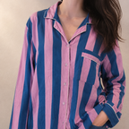 Camicia - Righe malva e blu