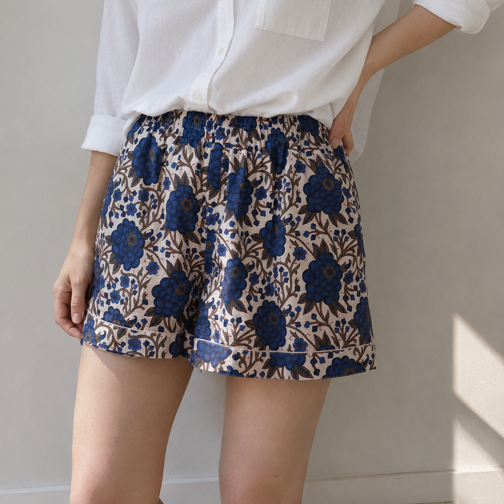 Shorts - Fiori blu