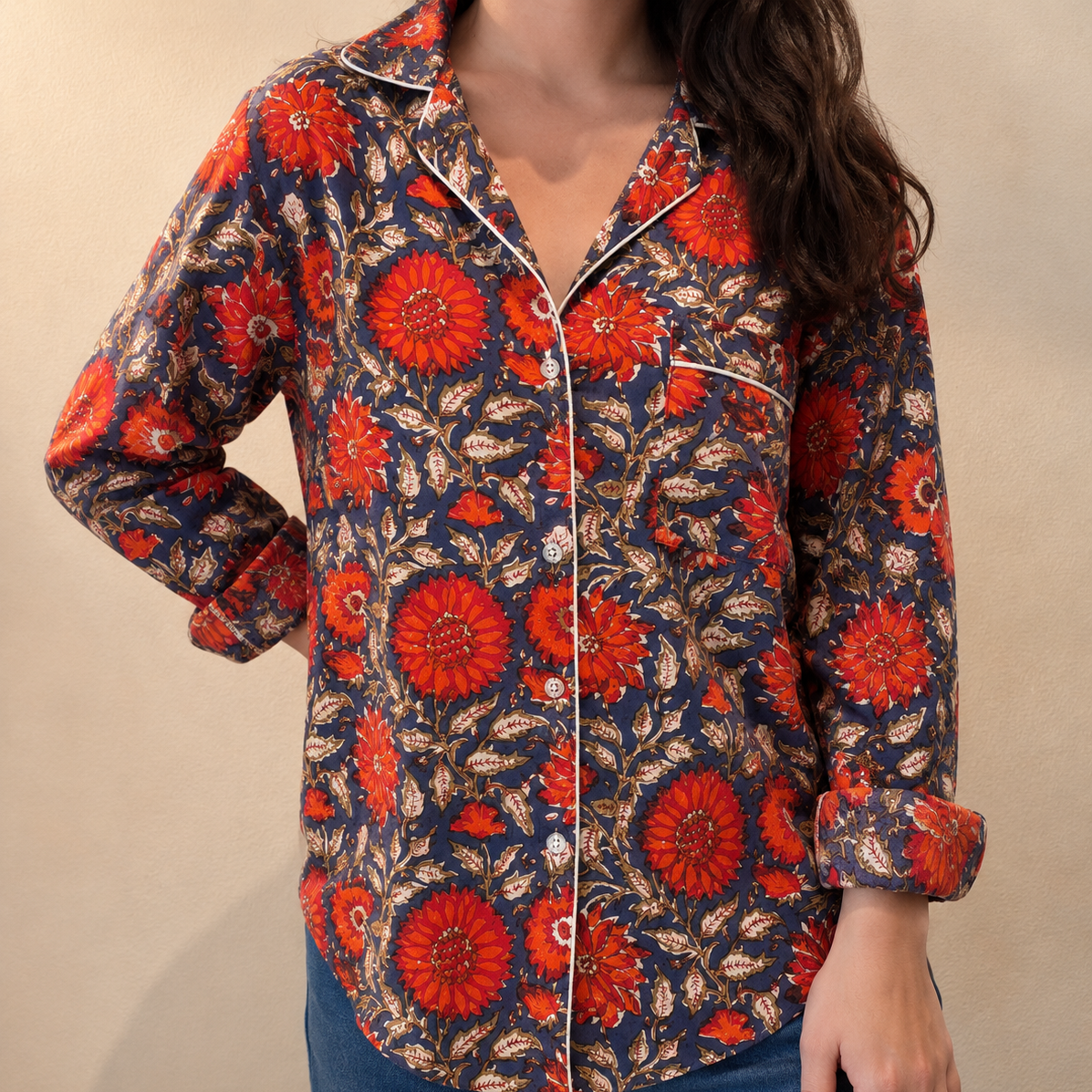 Camicia - Fiori rossi