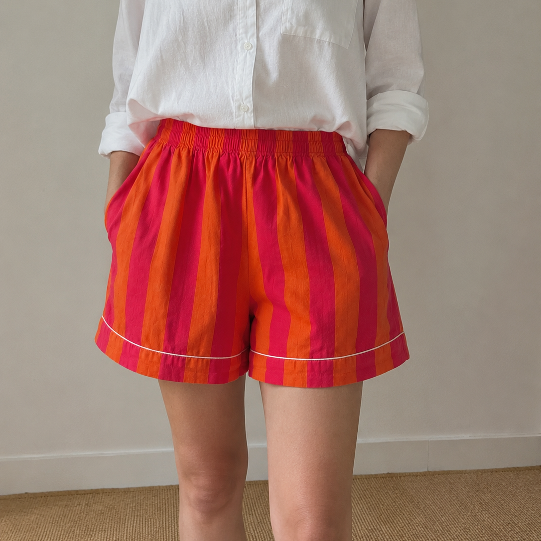 Shorts - Righe arancioni e fucsia