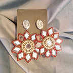 Orecchini Delhi - Fiore rosso pendente