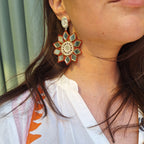 Orecchini Delhi - Fiore rosso pendente