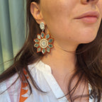 Orecchini Delhi - Fiore rosso pendente